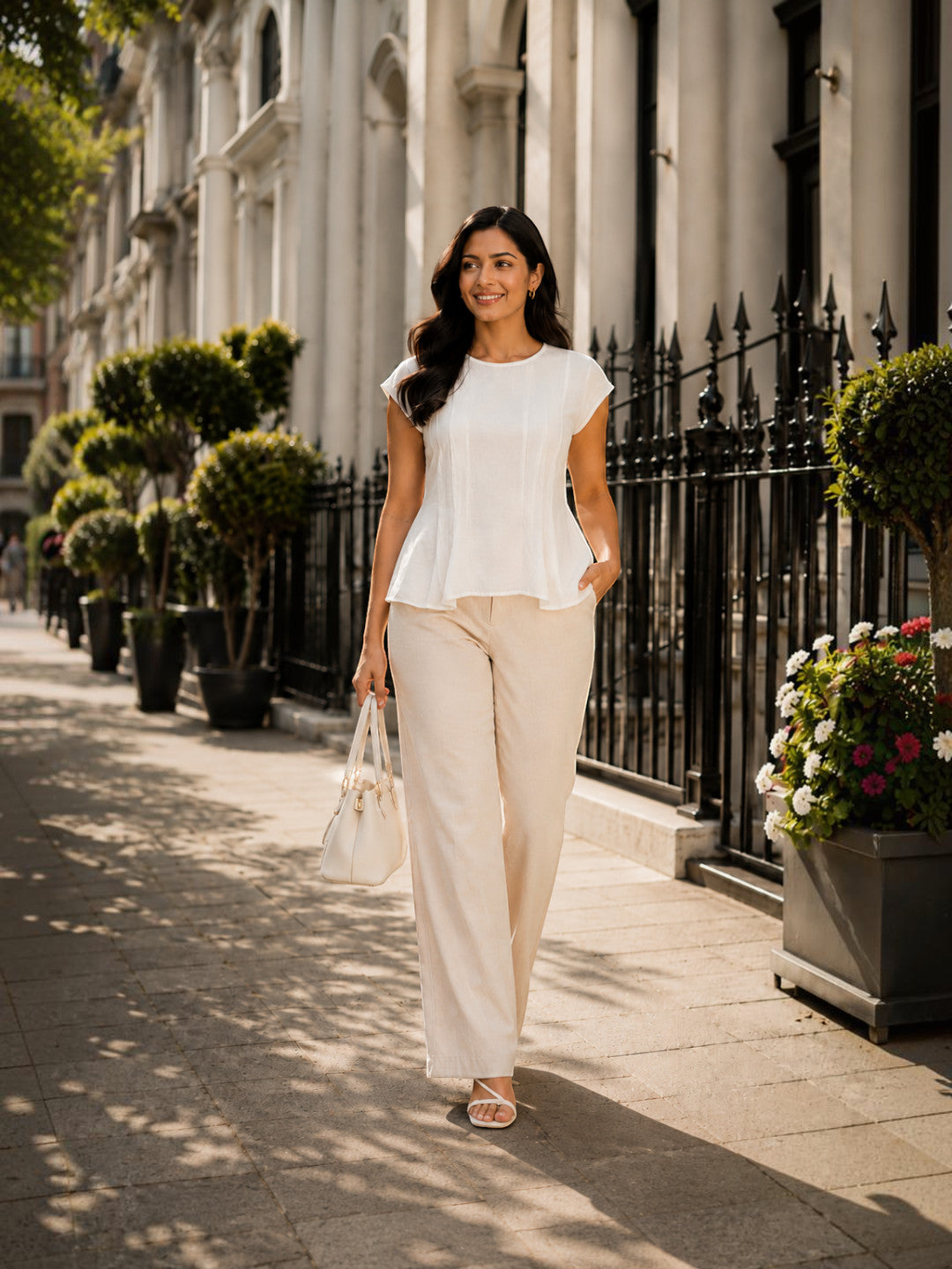 Women White Peplum Top