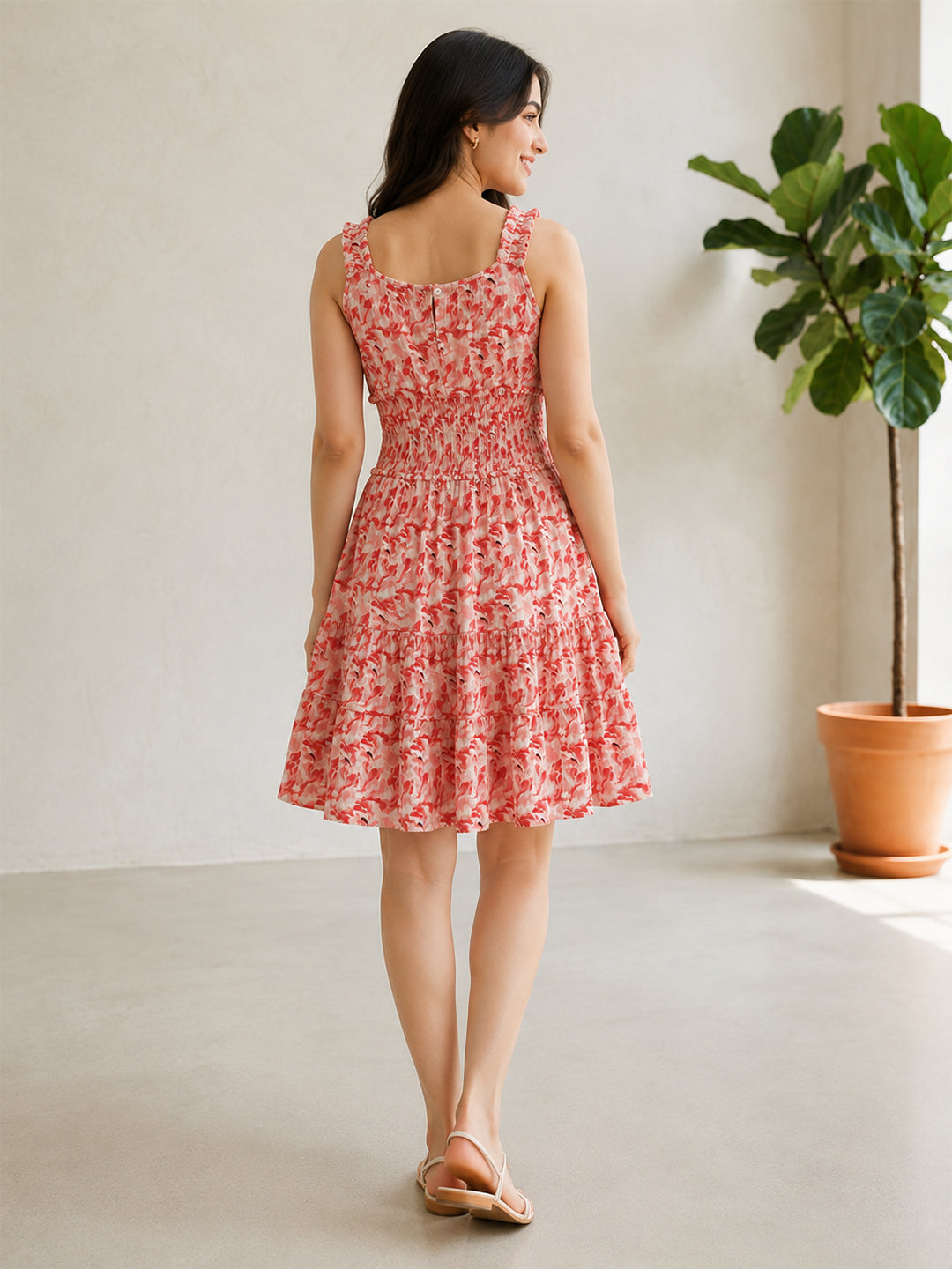 Multicolor Botanical Print Mini Dress