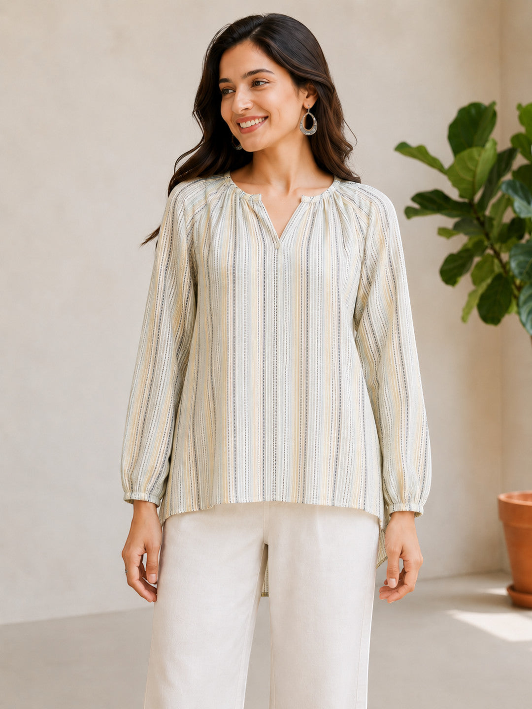 Women Stripe Cotton Top