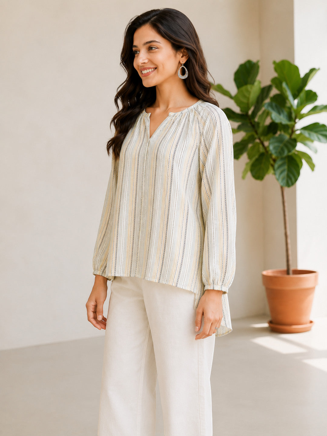 Women Stripe Cotton Top
