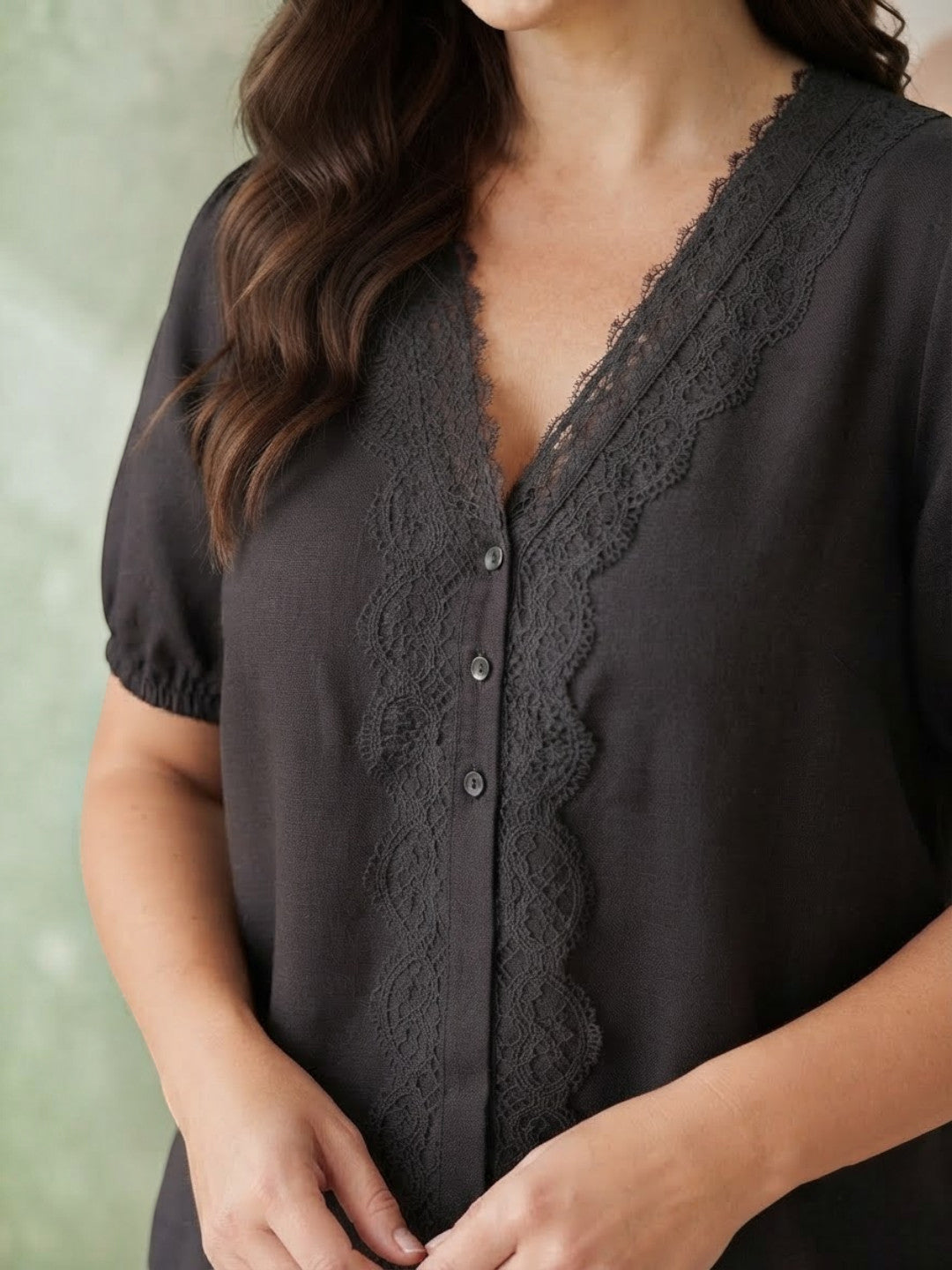 Women Plus Size Black Top Oxolloxo