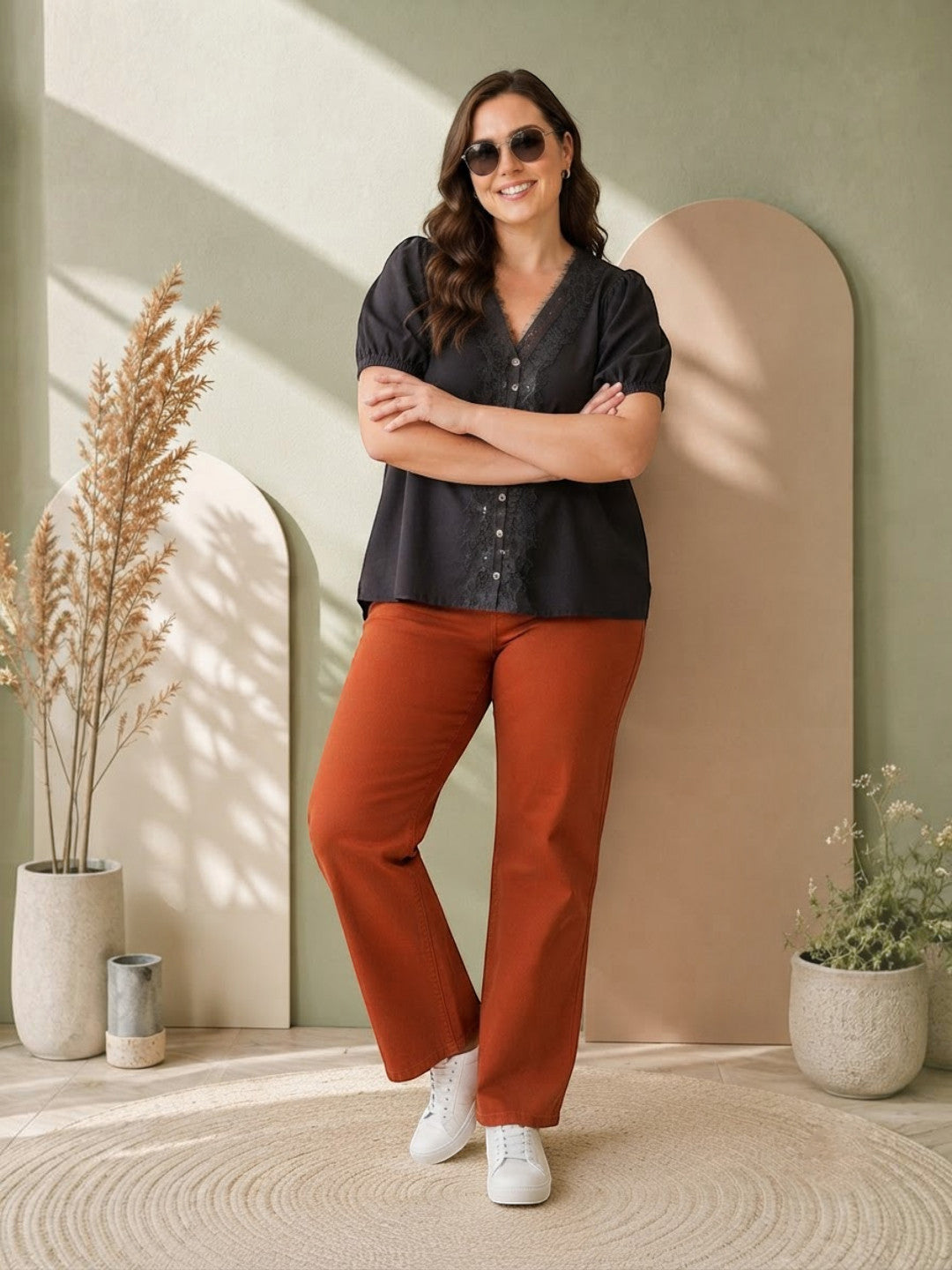 Women Plus Size Black Top Oxolloxo