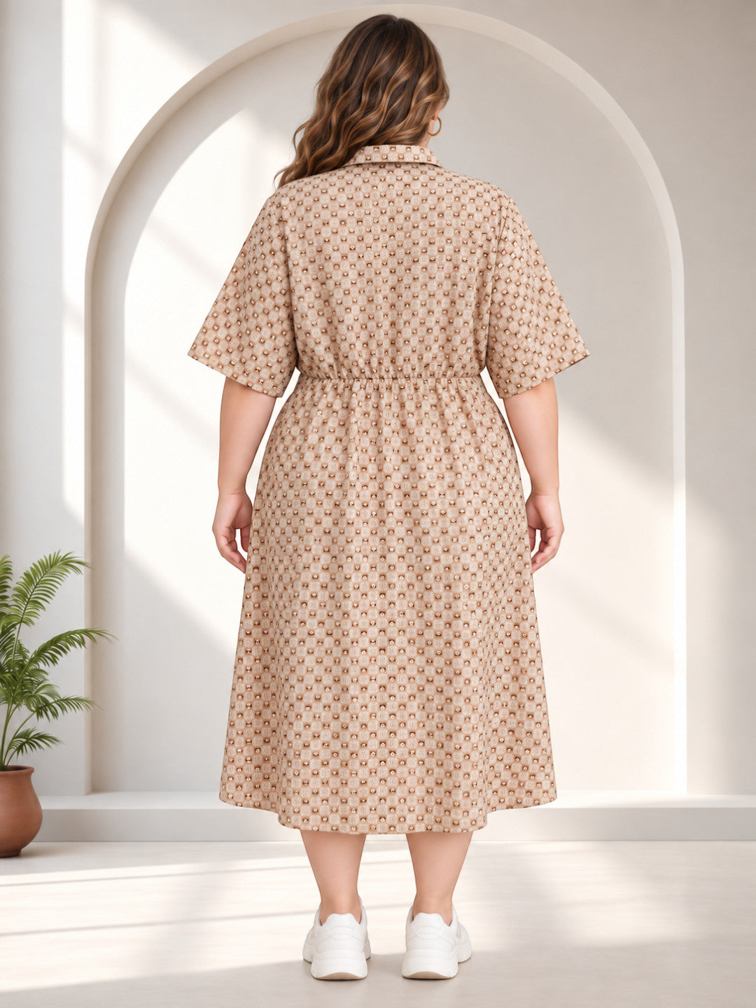 Plus size multicolor shirt dress - side view