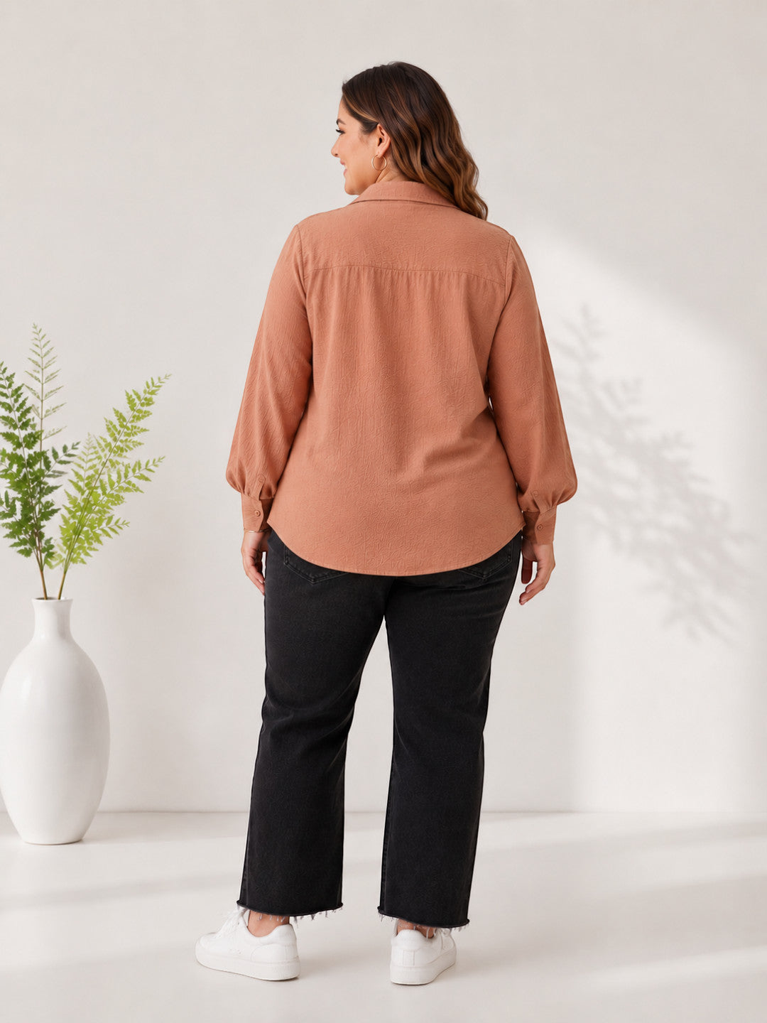 Women Plus Size Beige Shirt Oxolloxo