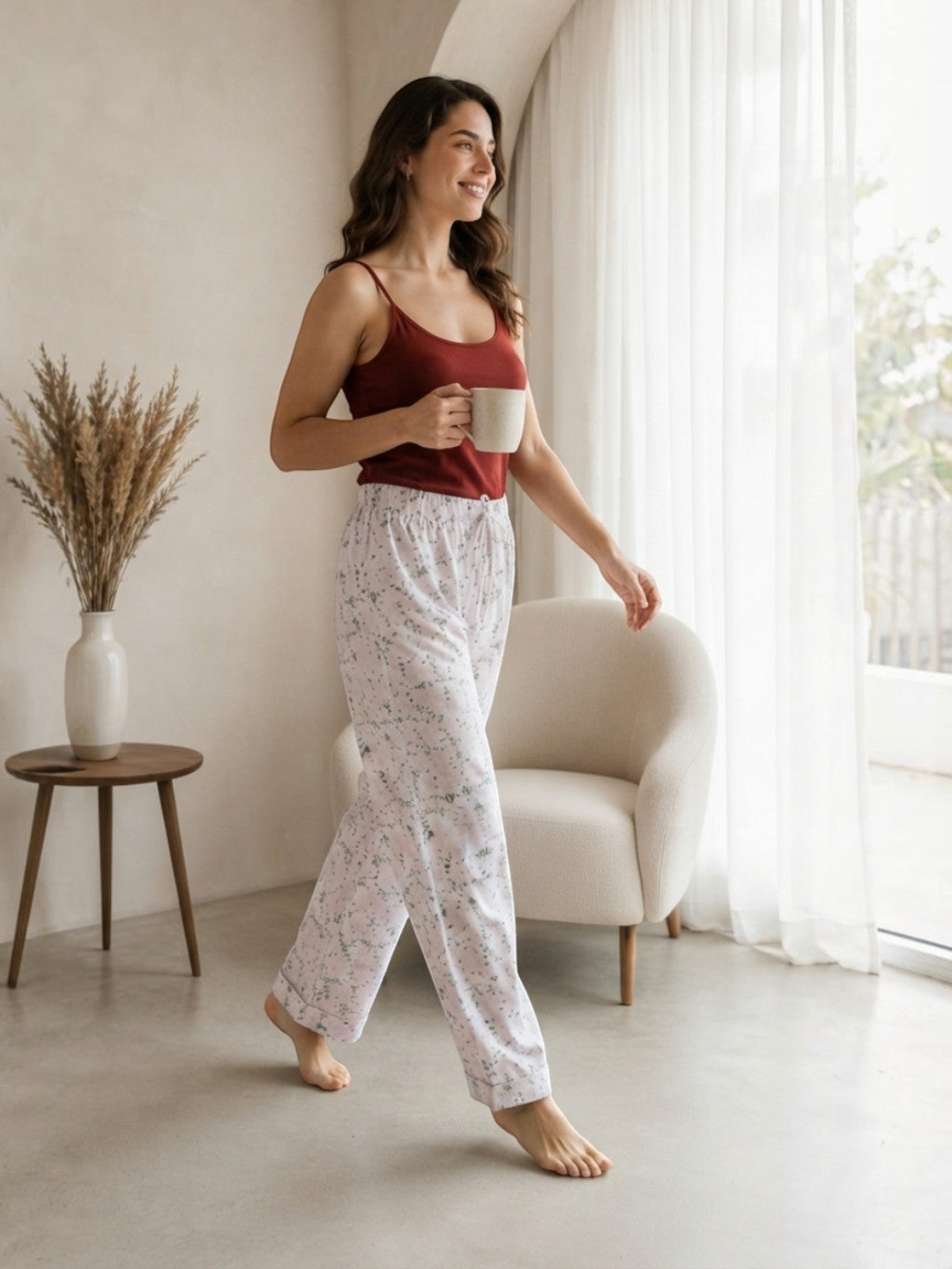 Women Multicolor Floral Print Nightwear Pajama Oxolloxo