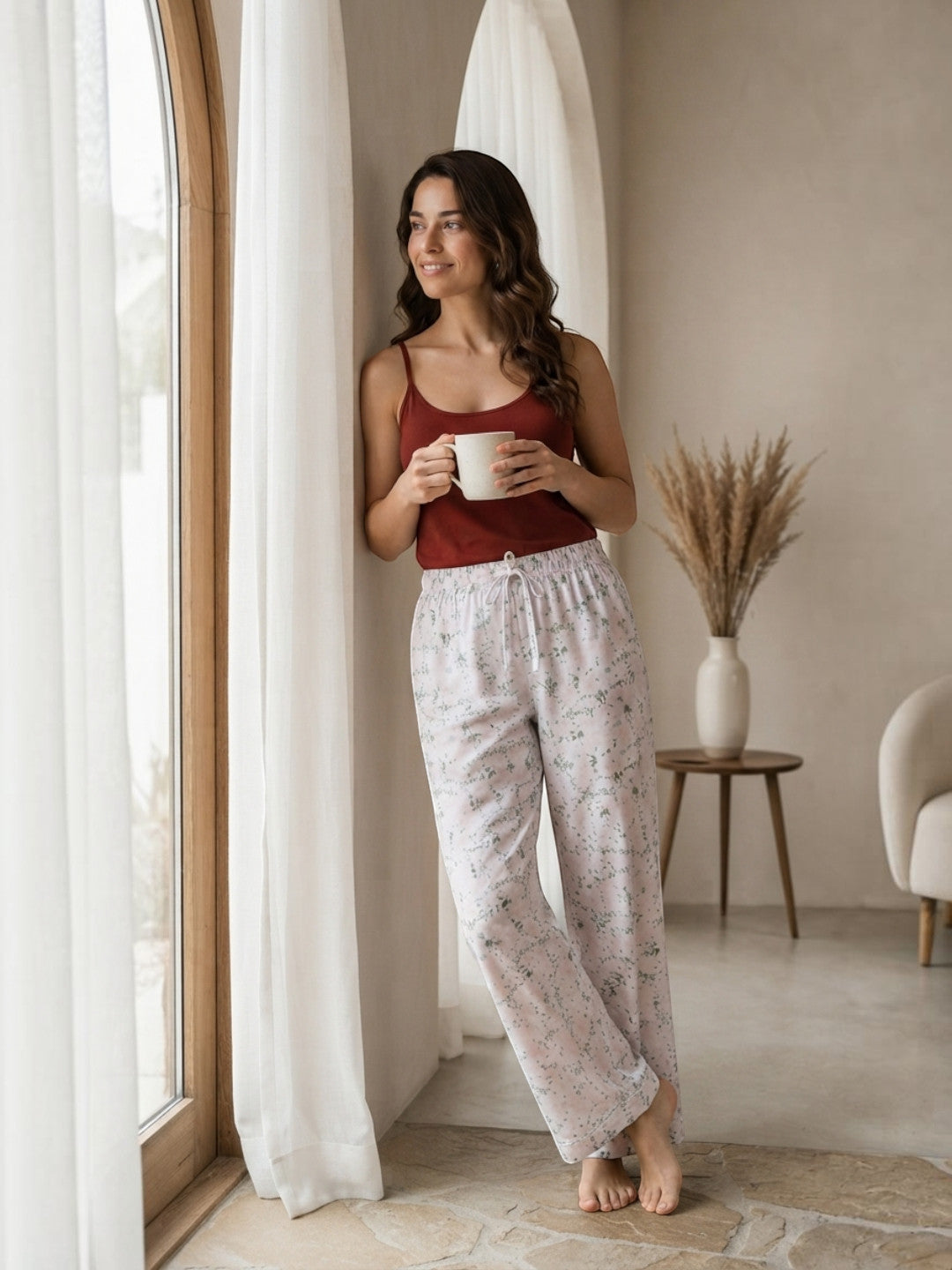 Women Multicolor Floral Print Nightwear Pajama Oxolloxo