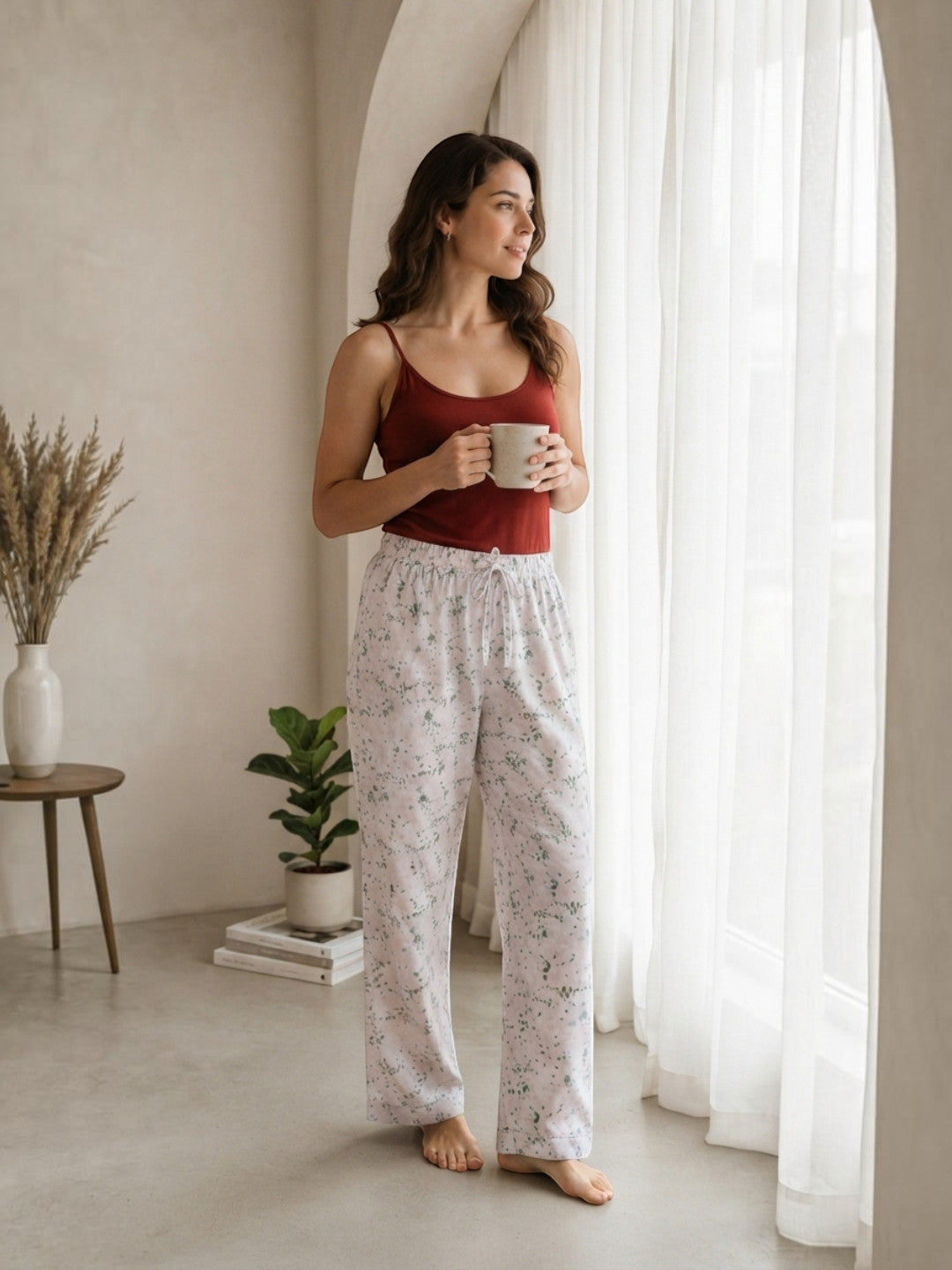 Women Multicolor Floral Print Nightwear Pajama Oxolloxo