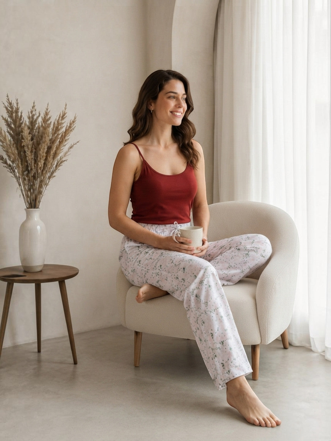 Women Multicolor Floral Print Nightwear Pajama Oxolloxo