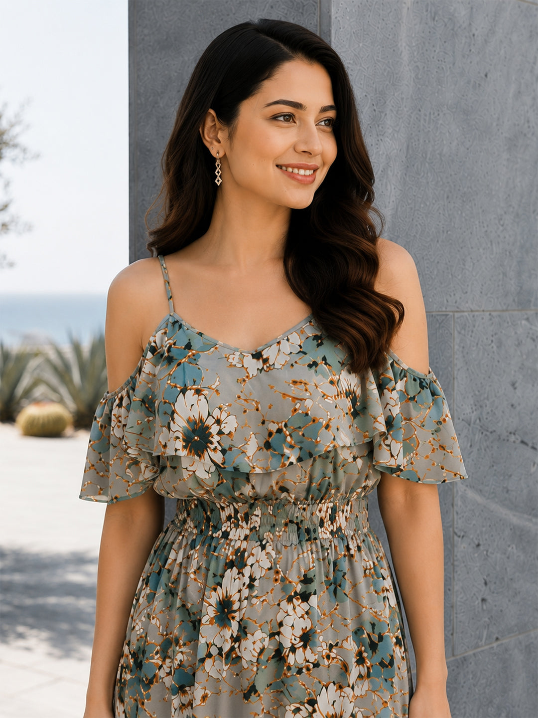 Multicolor Floral Print Maxi Dress