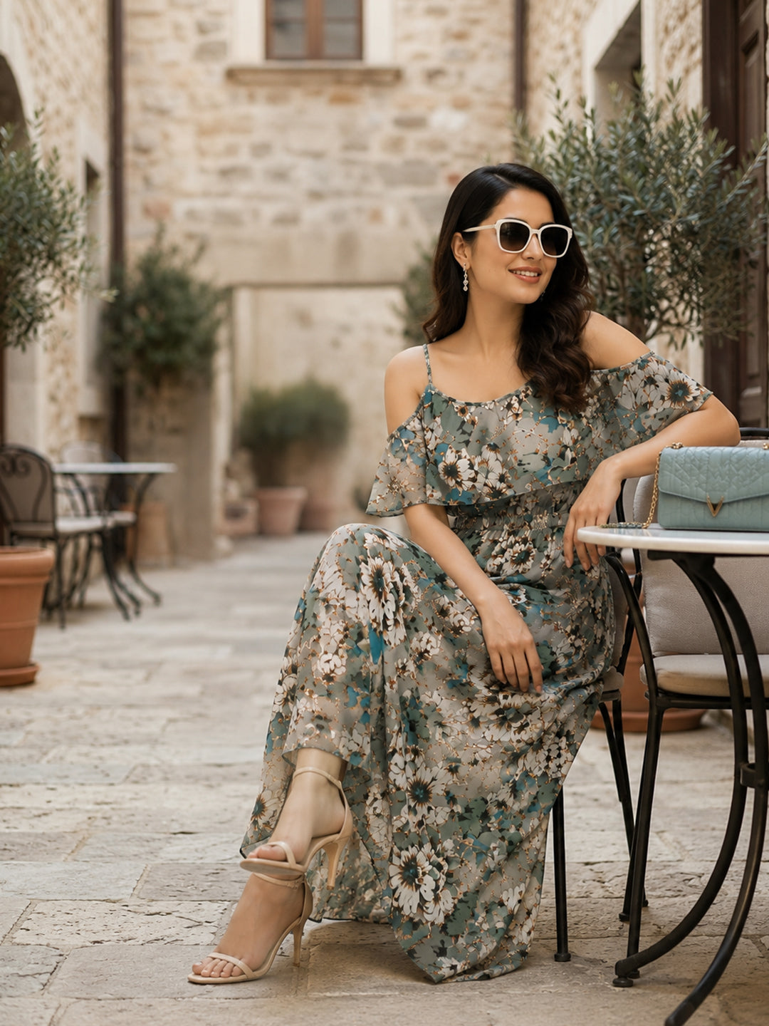 Multicolor Floral Print Maxi Dress