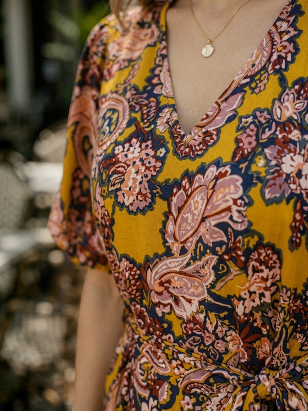 Women Yellow Floral Print Viscose Dress Oxolloxo