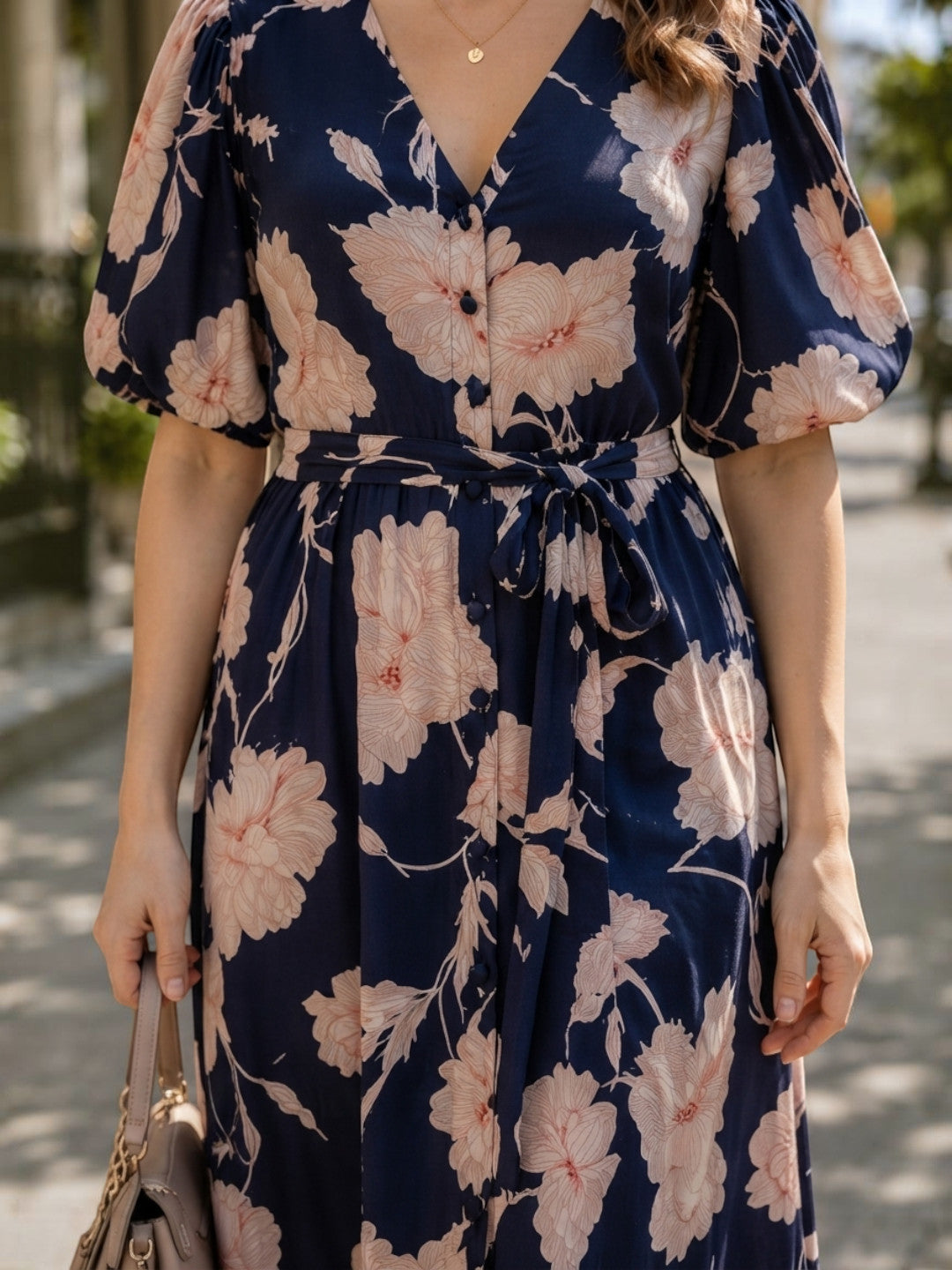Women Blue Floral Print Viscose Dress Oxolloxo