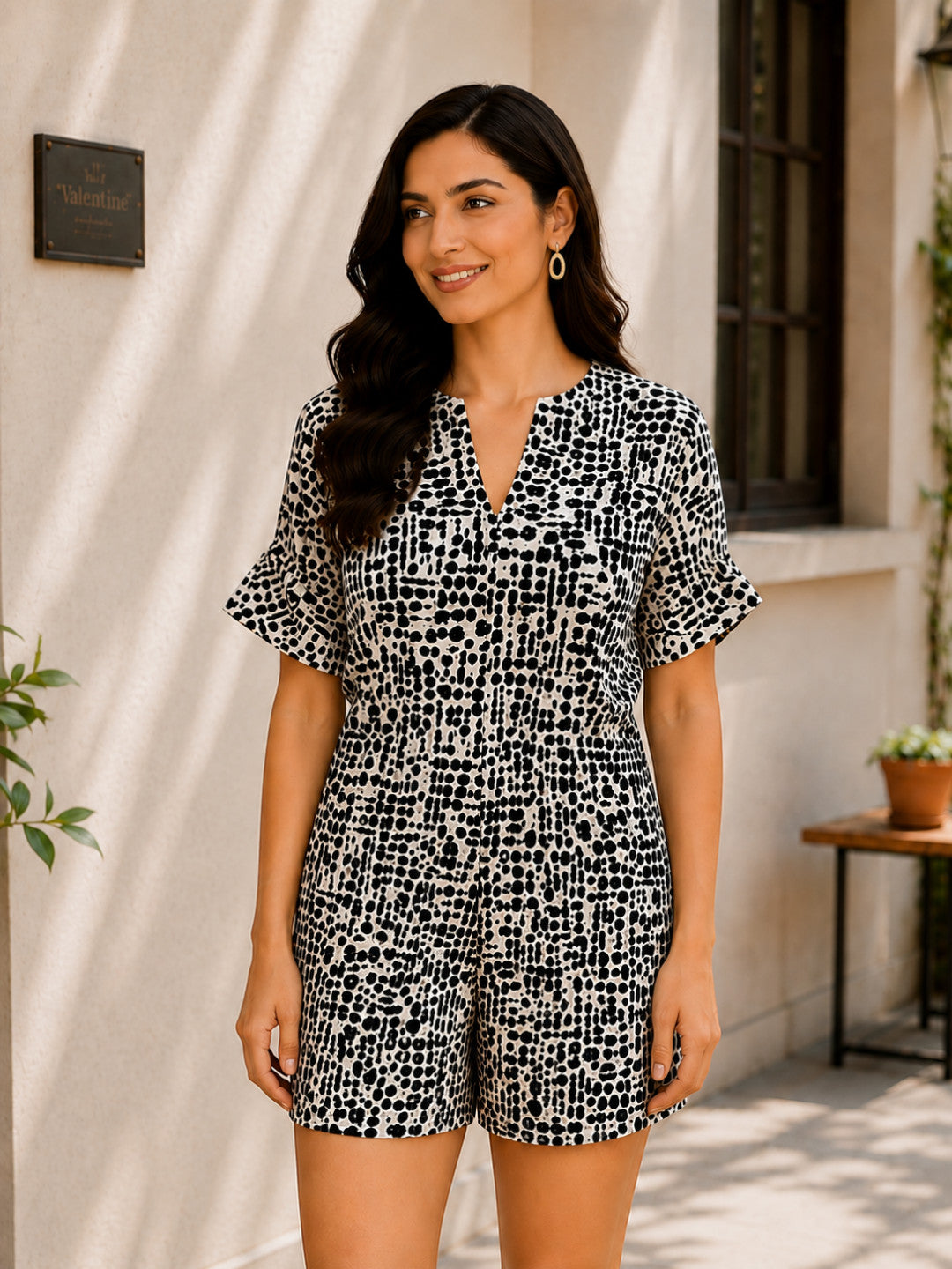 Women Abstract Print Playsuit