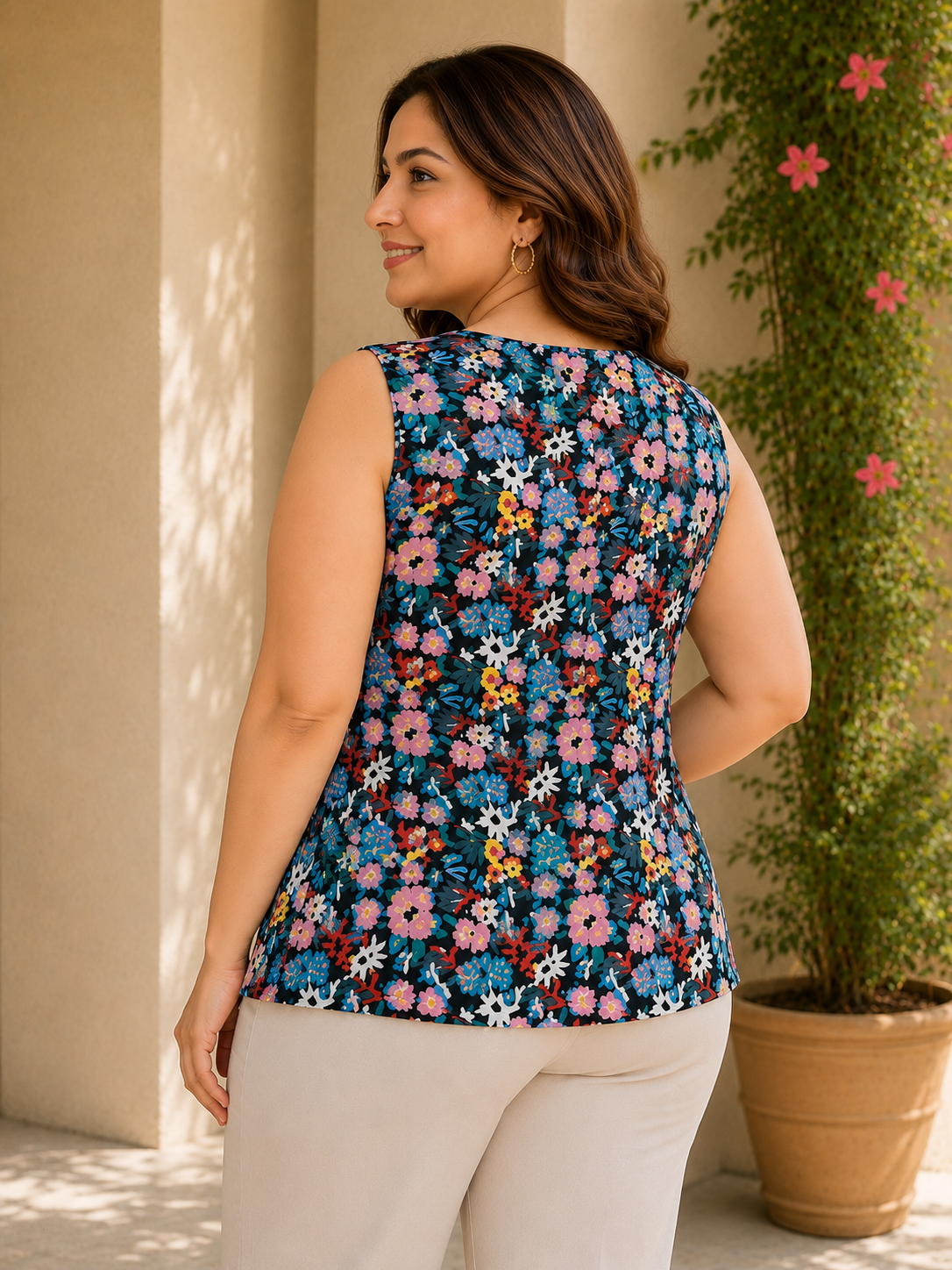 Women Plus Size Multicolor Floral Print Top- Pre Order