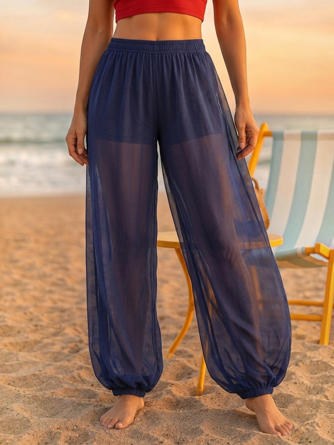 Women Blue Beachwear Pant Oxolloxo