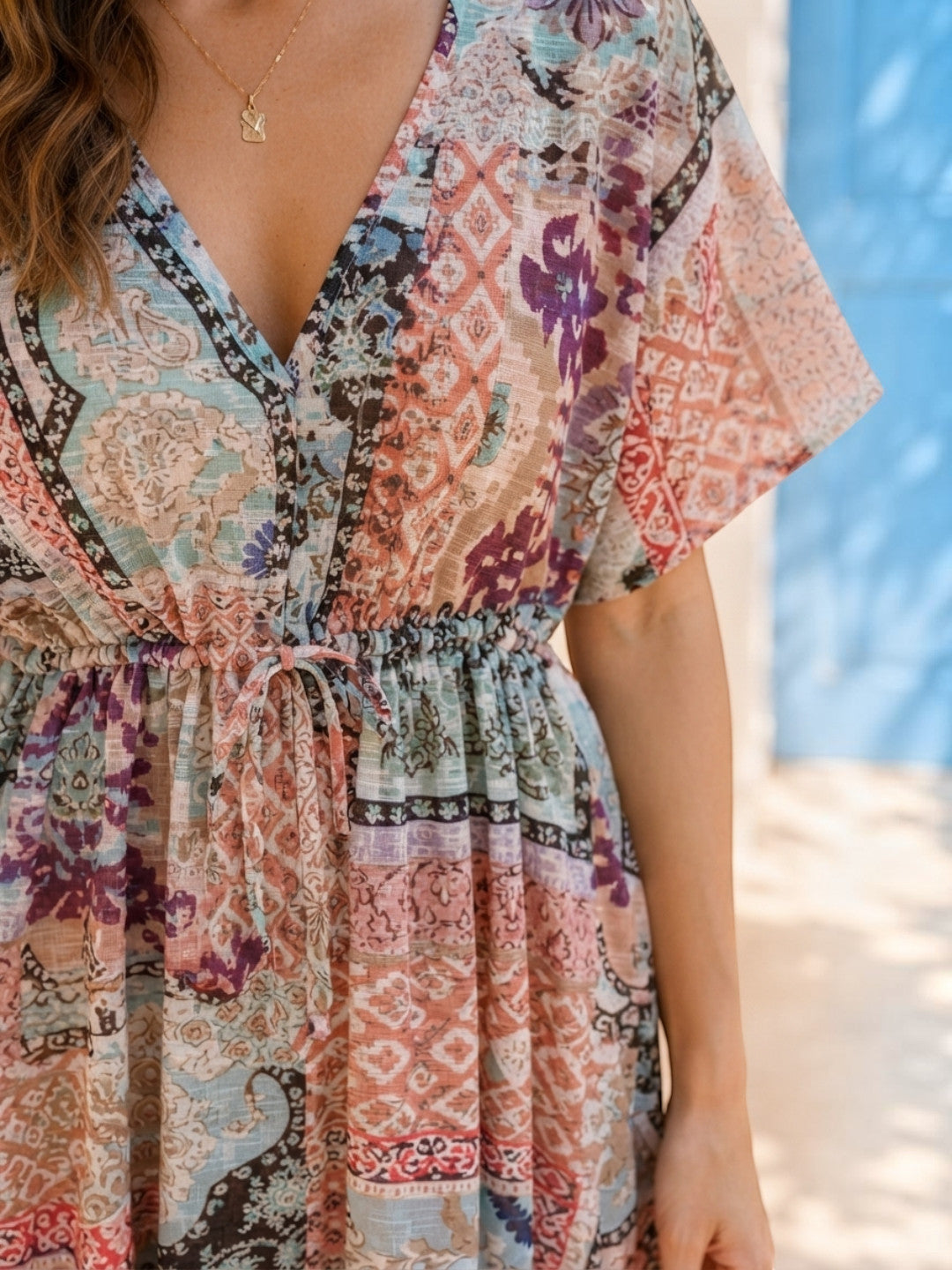 Women Multicolor Floral Print Viscose Beachwear Kaftan Oxolloxo