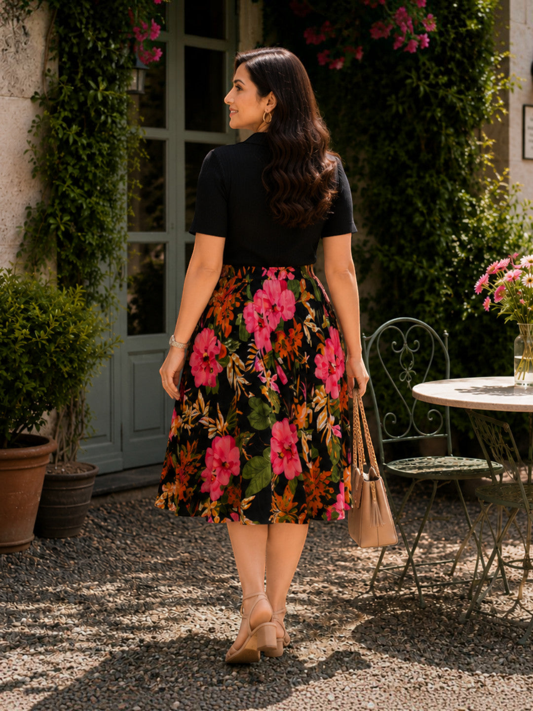 Women Multicolor Floral Pleated Skirt