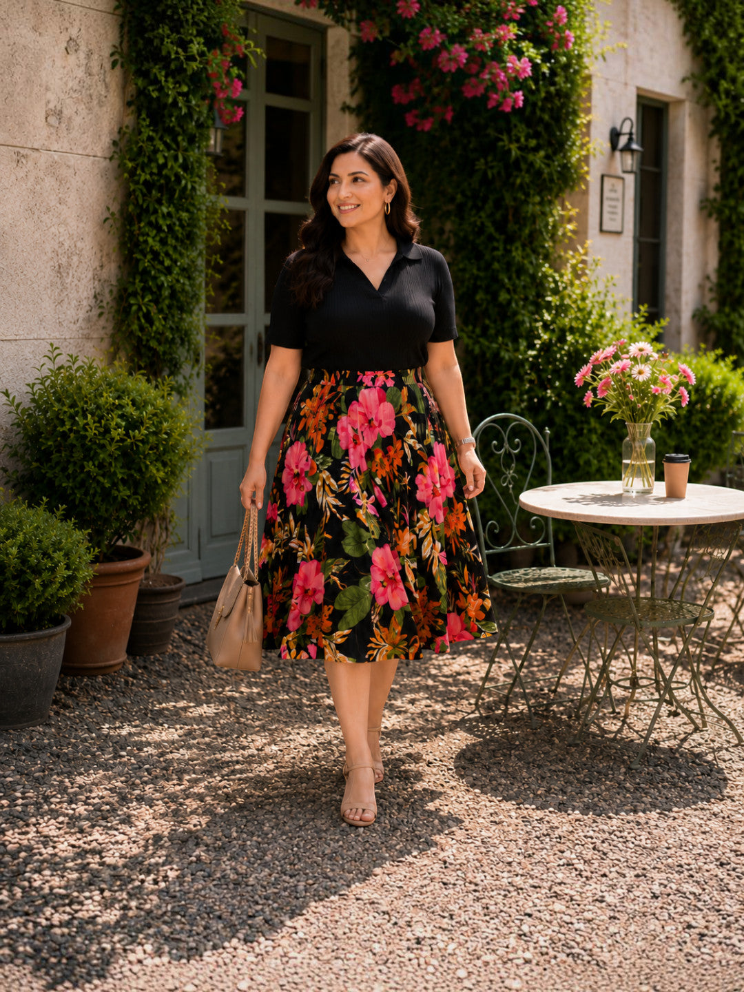 Women Multicolor Floral Pleated Skirt