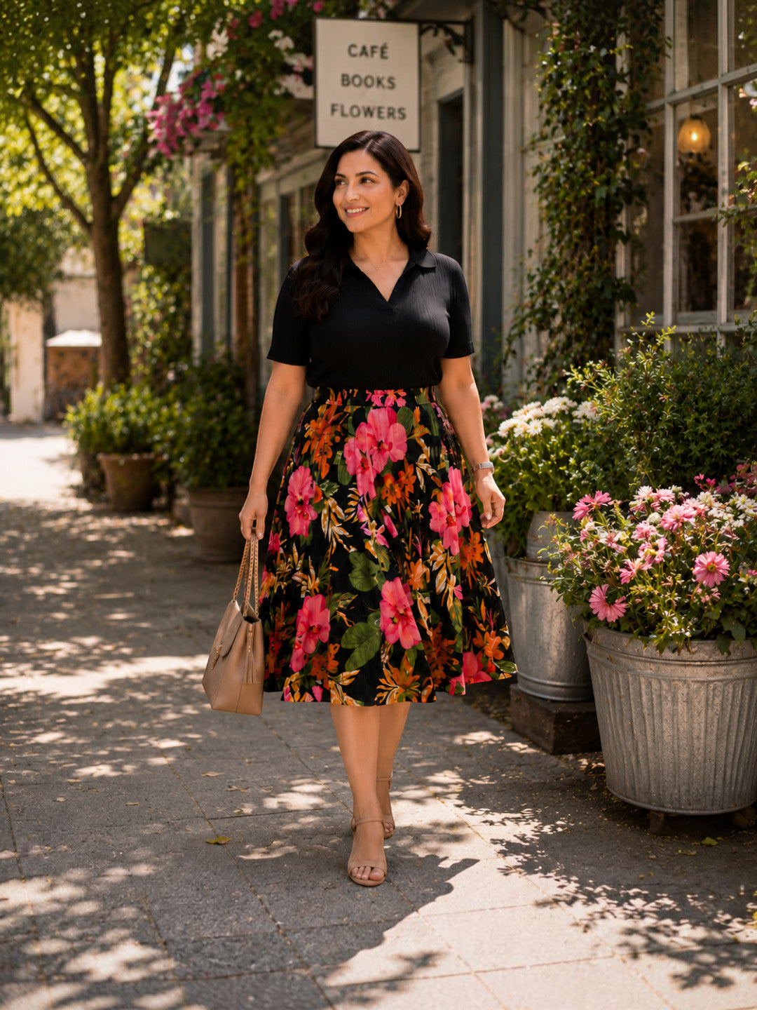 Women Multicolor Floral Pleated Skirt