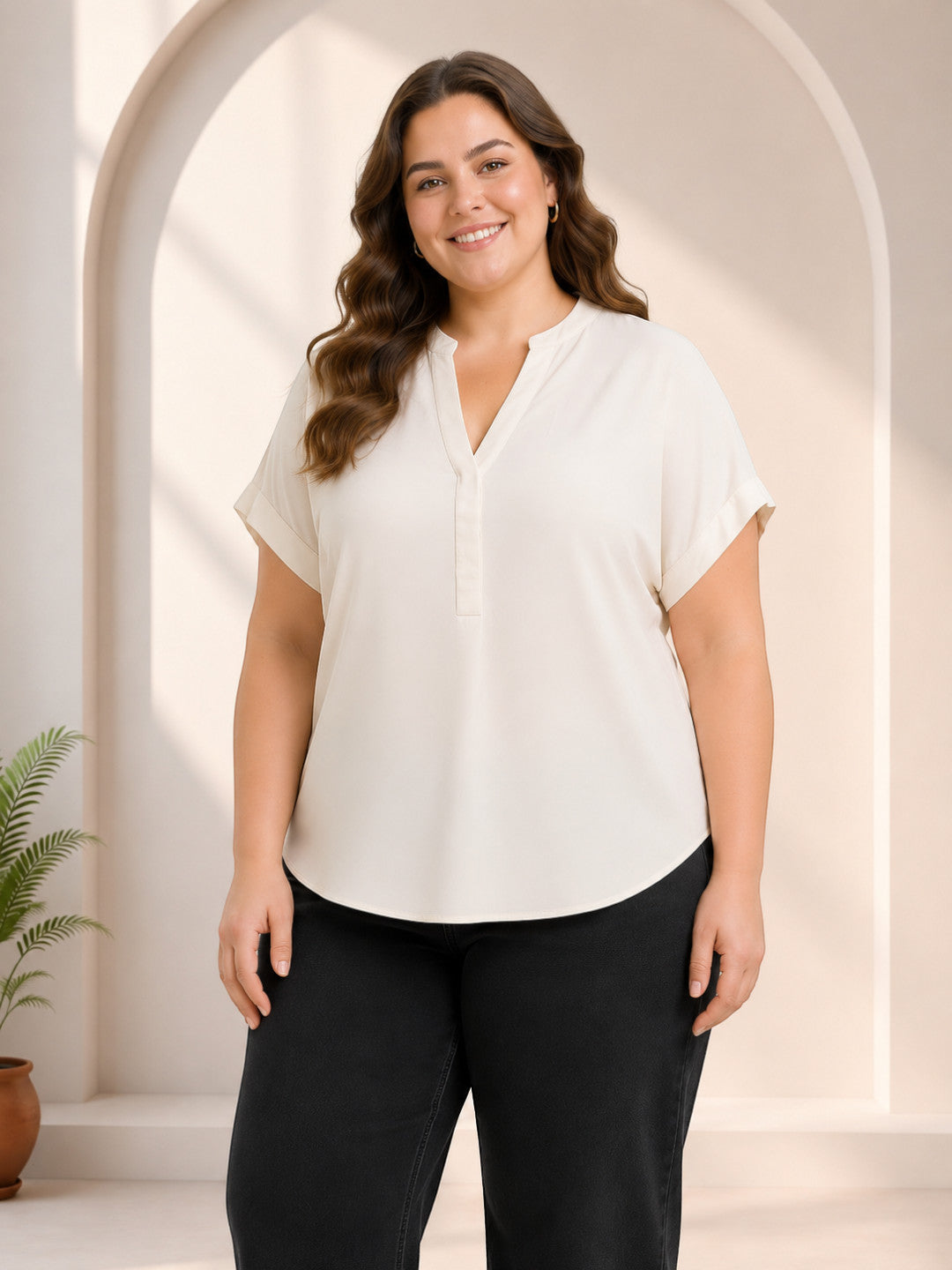Women Plus Size Off-White Top - Pre Order