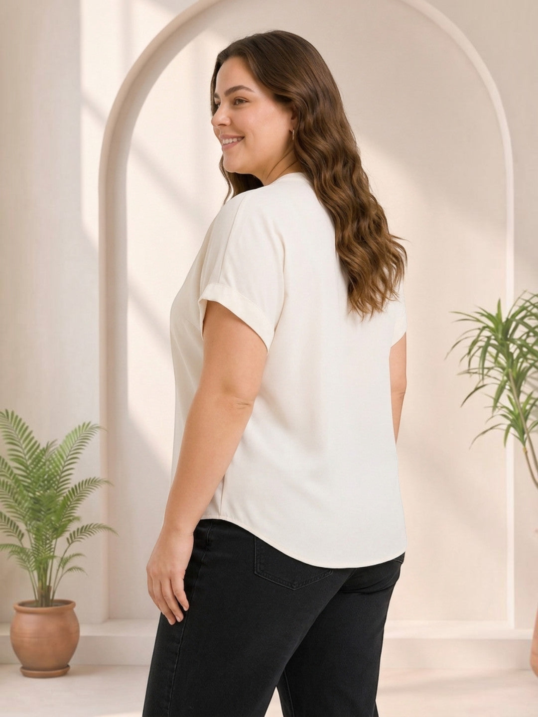 Women Plus Size Off-White Top - Pre Order