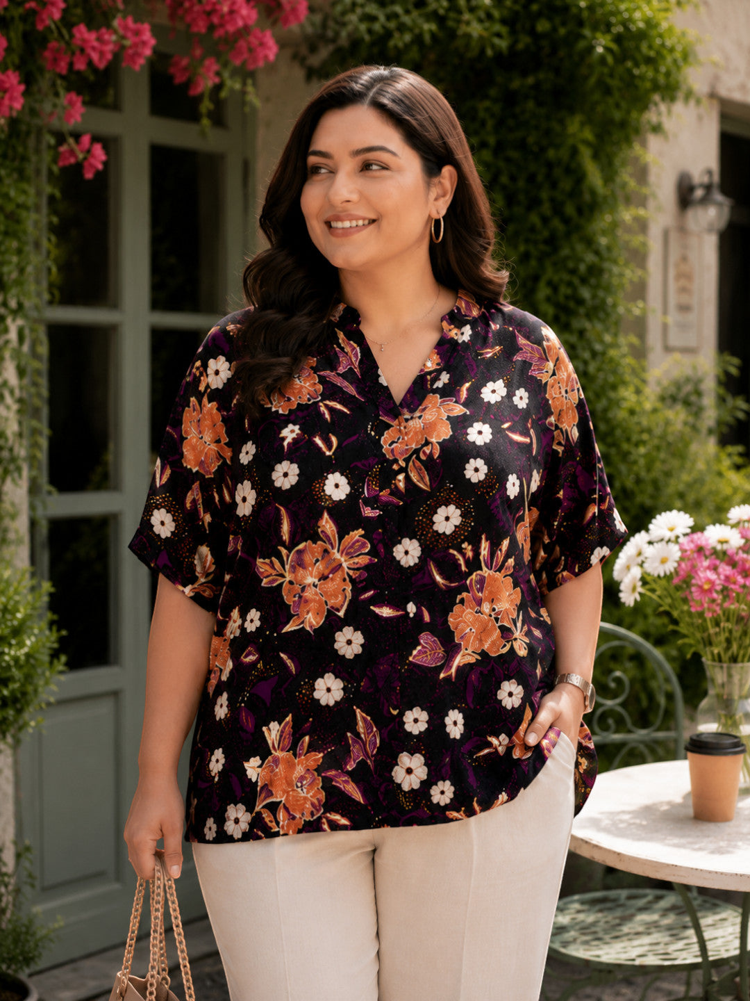 Women Plus Size Multicolor Floral Top - Pre Order