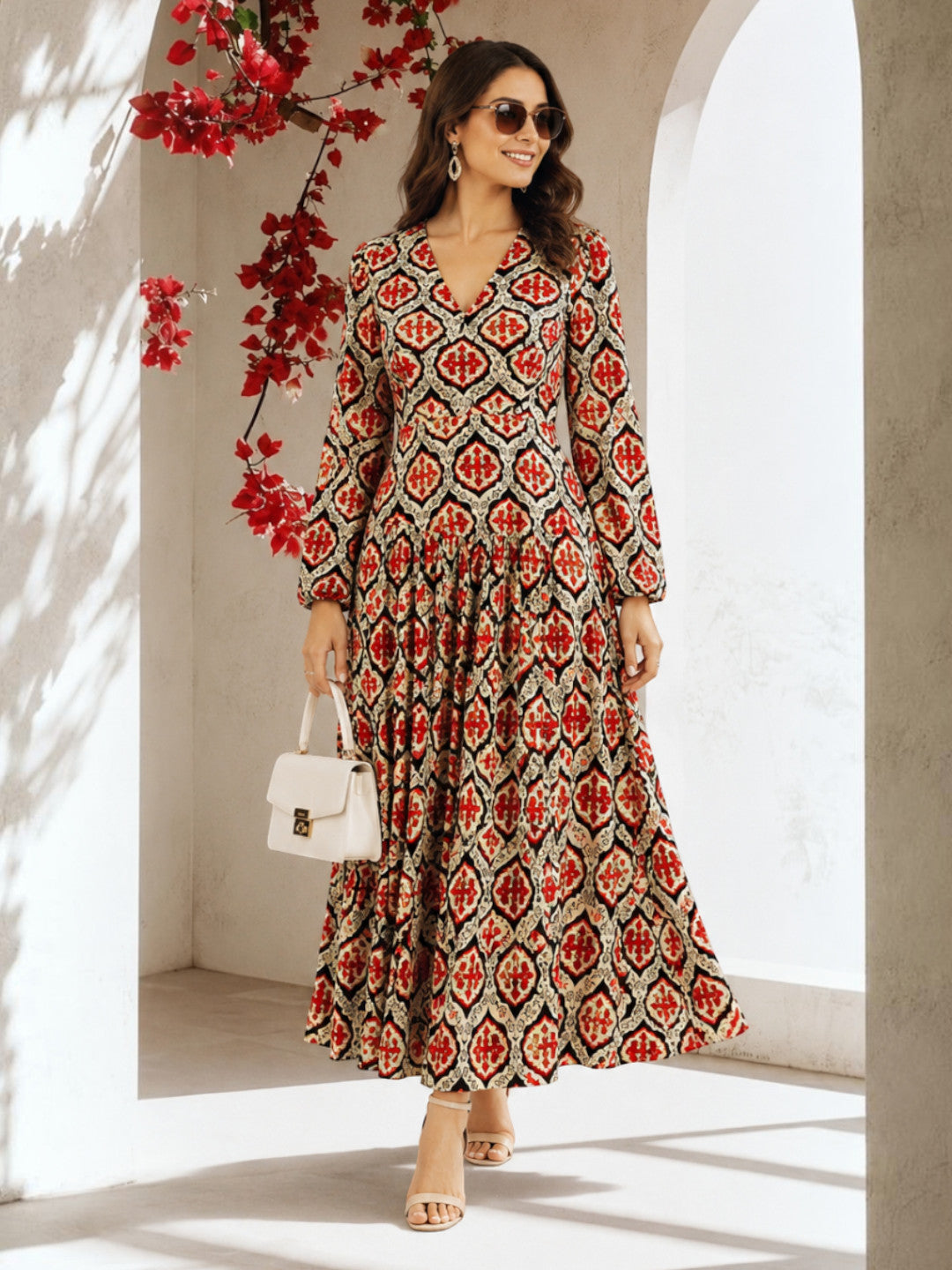 Women Multicolor Abstract Print Viscose Dress Oxolloxo