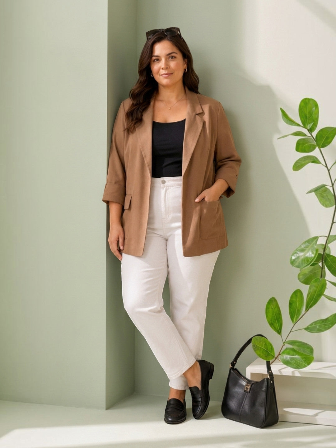 Women Plus Size Brown Blazer - Pre Order