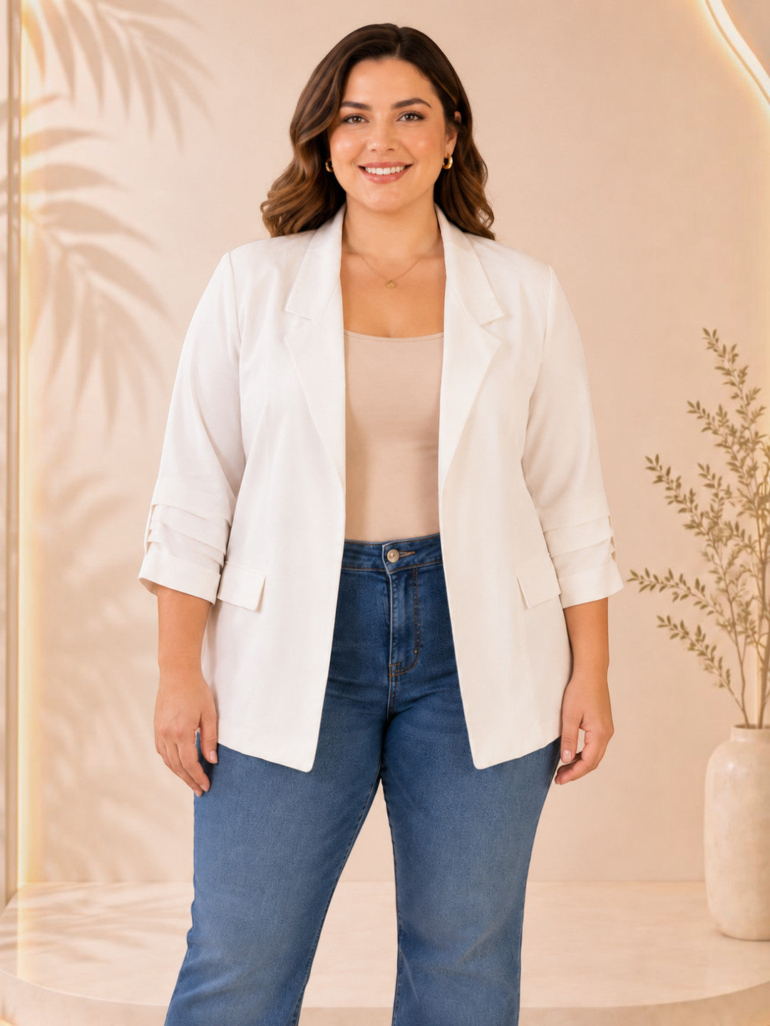 Women White Plus Size Blazer - Pre Order