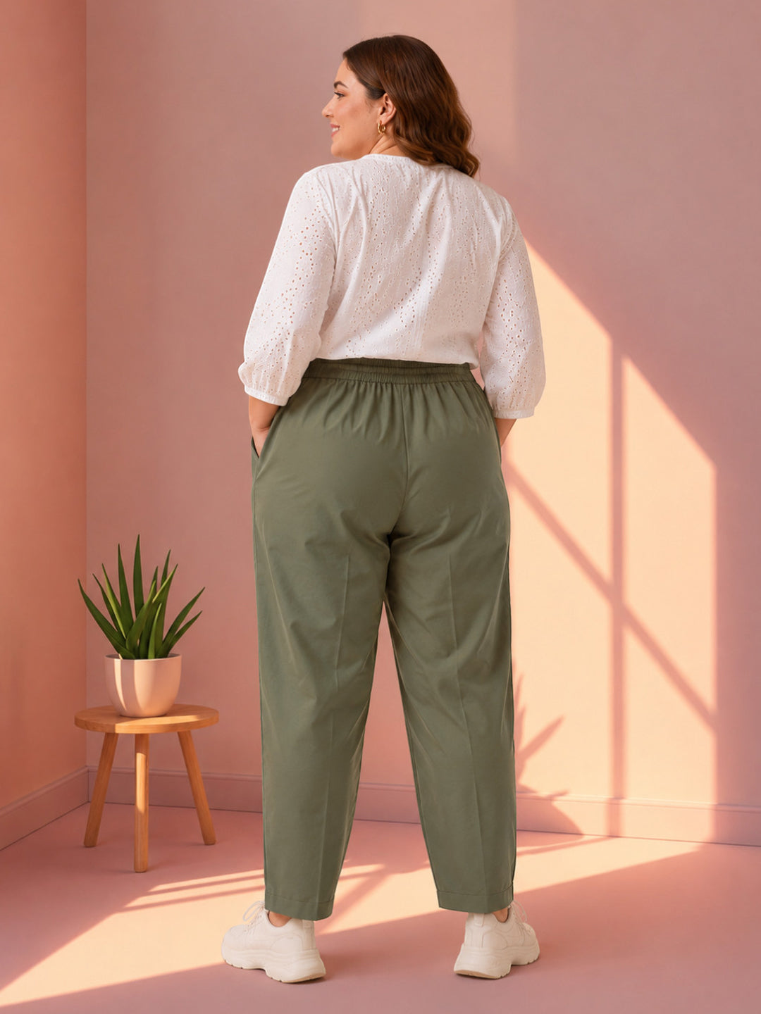 Women Plus Size Khaki Pant Oxolloxo