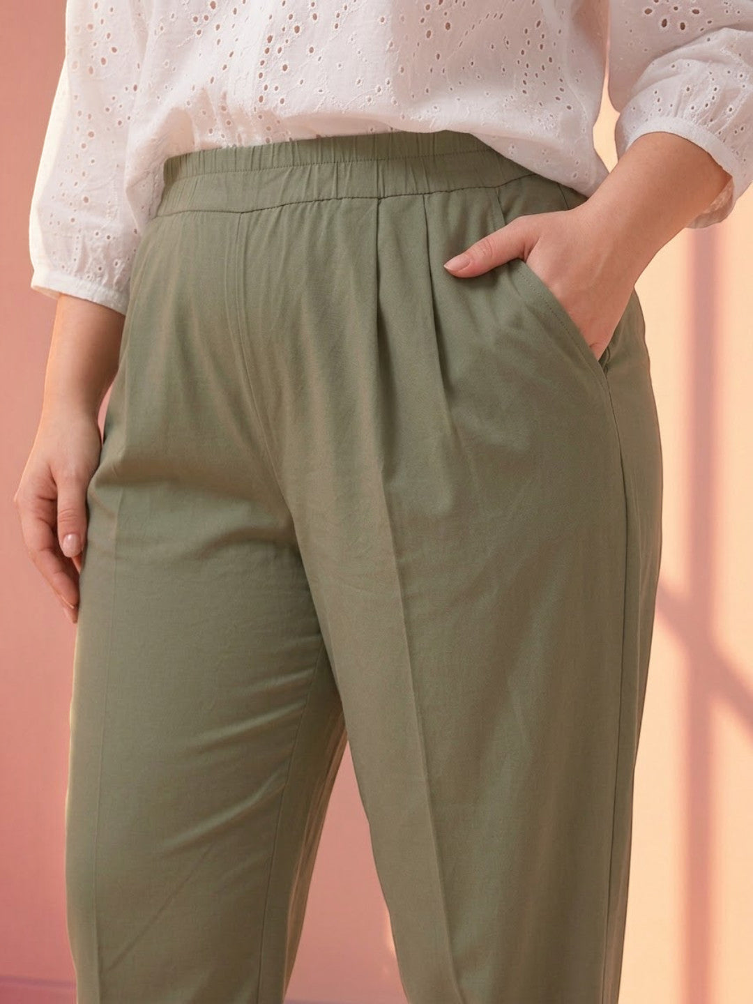 Women Plus Size Khaki Pant Oxolloxo