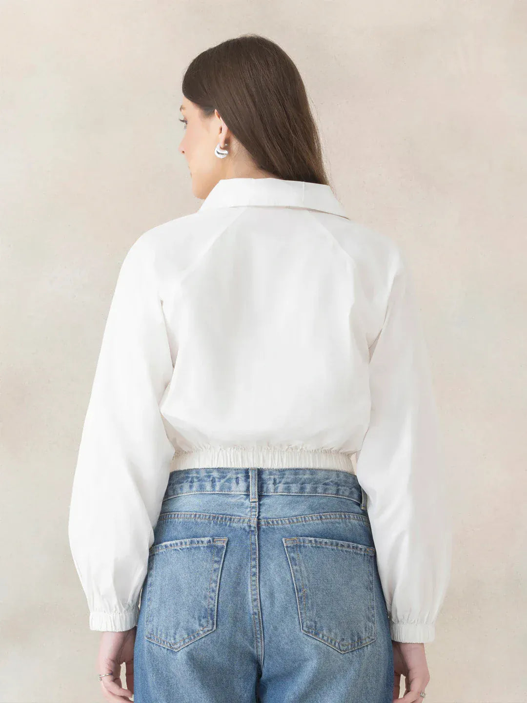 Black Cotton Crop Shirt