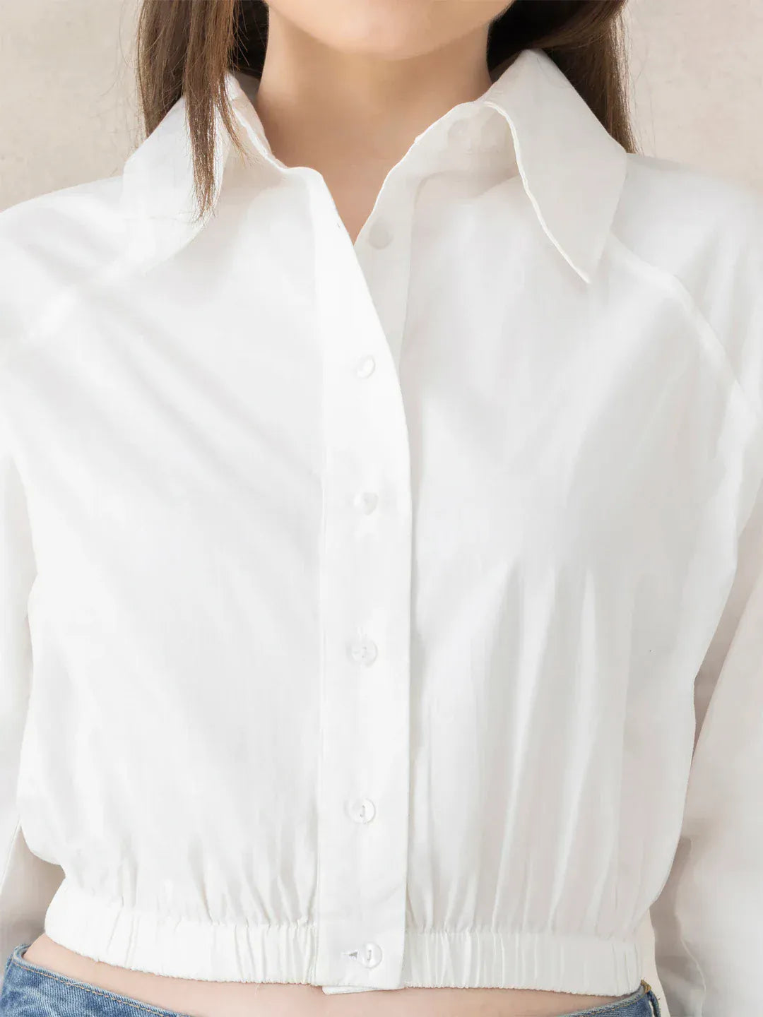 Black Cotton Crop Shirt