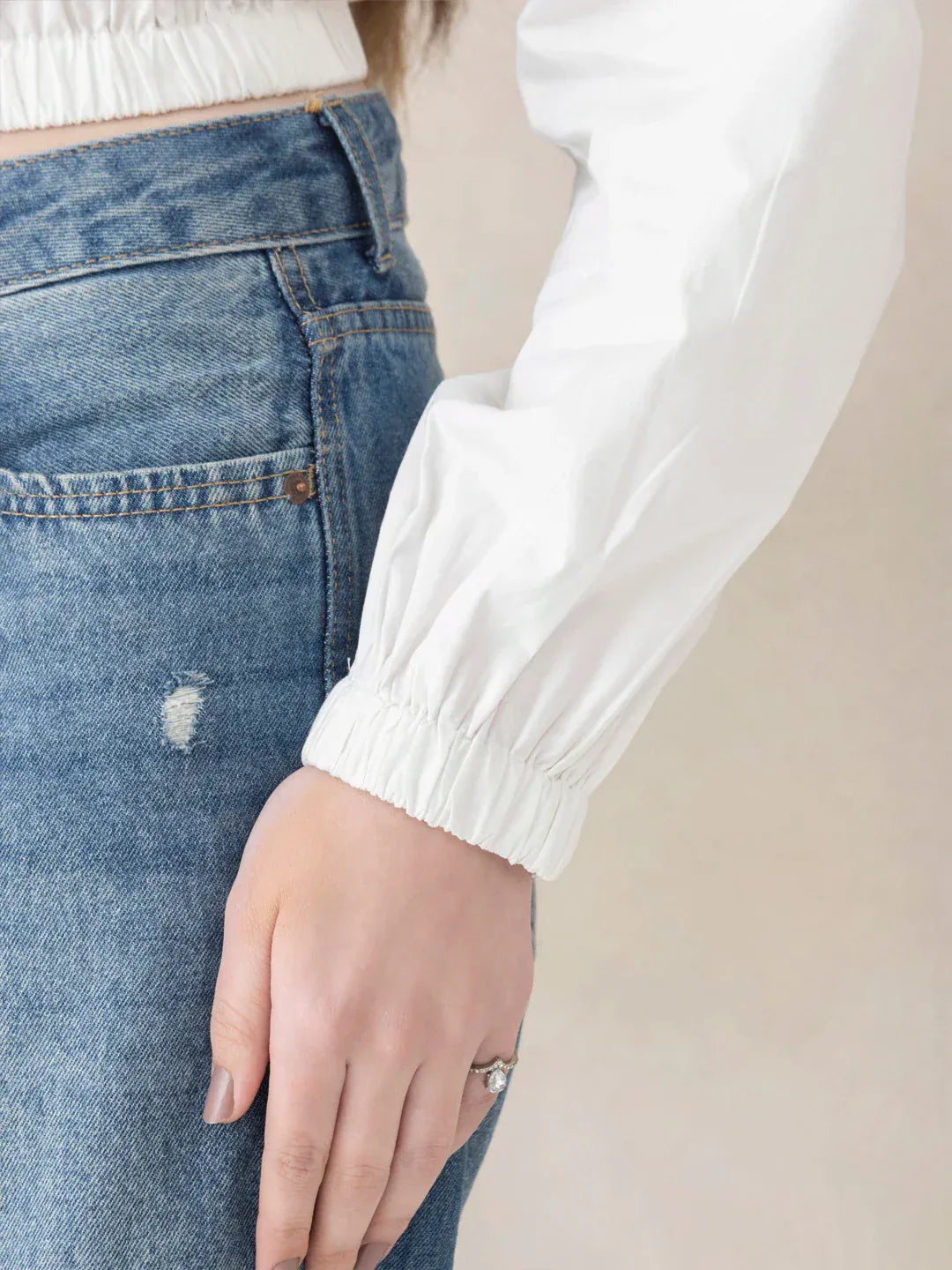 Black Cotton Crop Shirt