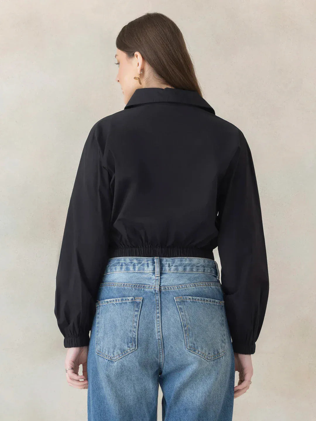 Beige Cotton Crop Shirt