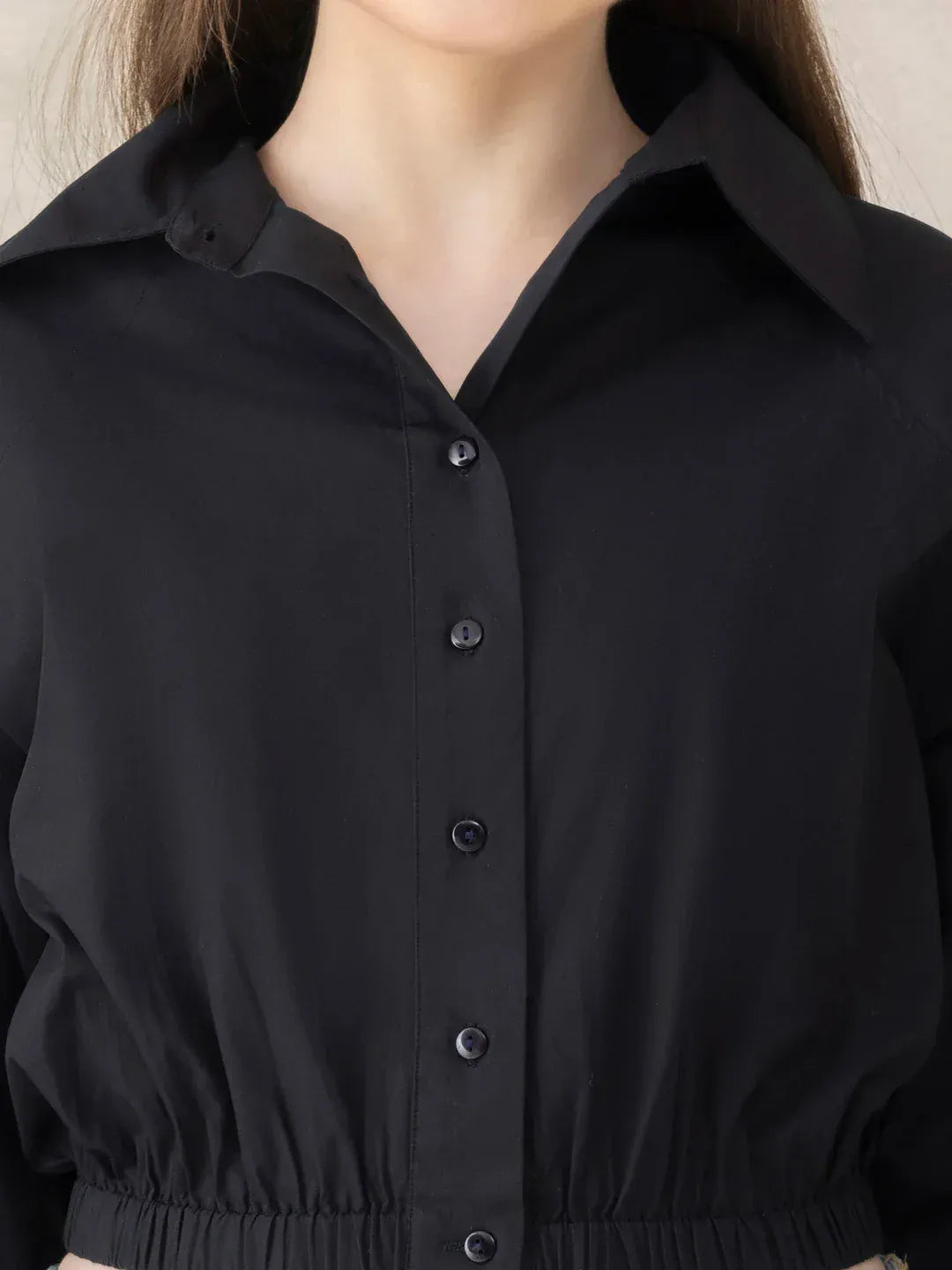 Beige Cotton Crop Shirt