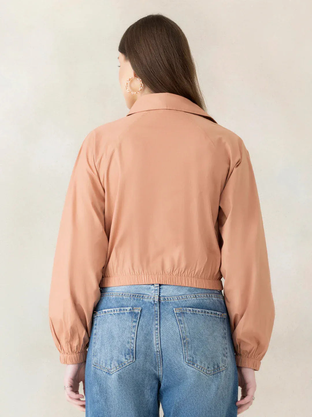 Women Light Brown Crop Shirt   Organic Cotton
