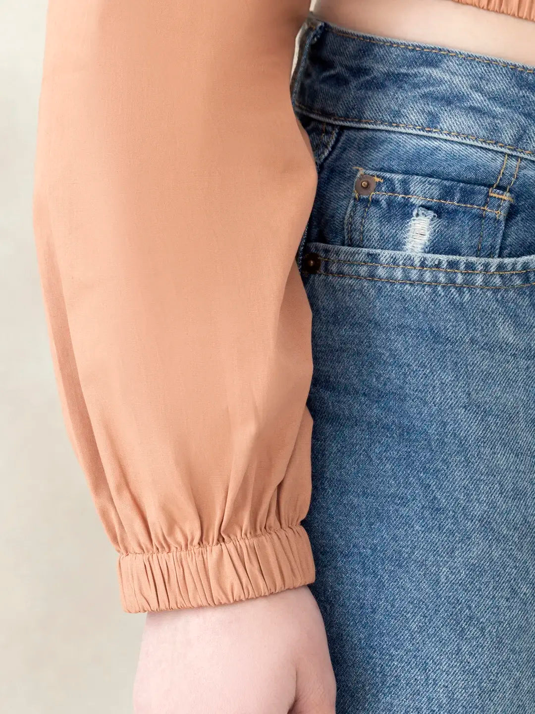 Women Olive Crop Shirt - Organic Cotton