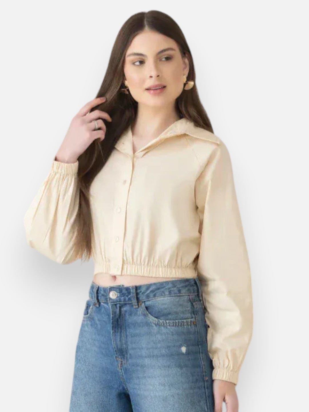 Beige Crop Shirt