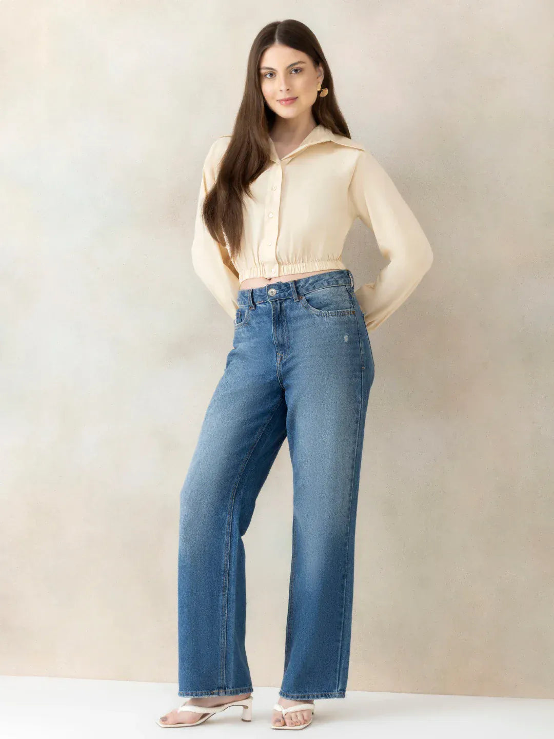 White Cotton Crop Shirt