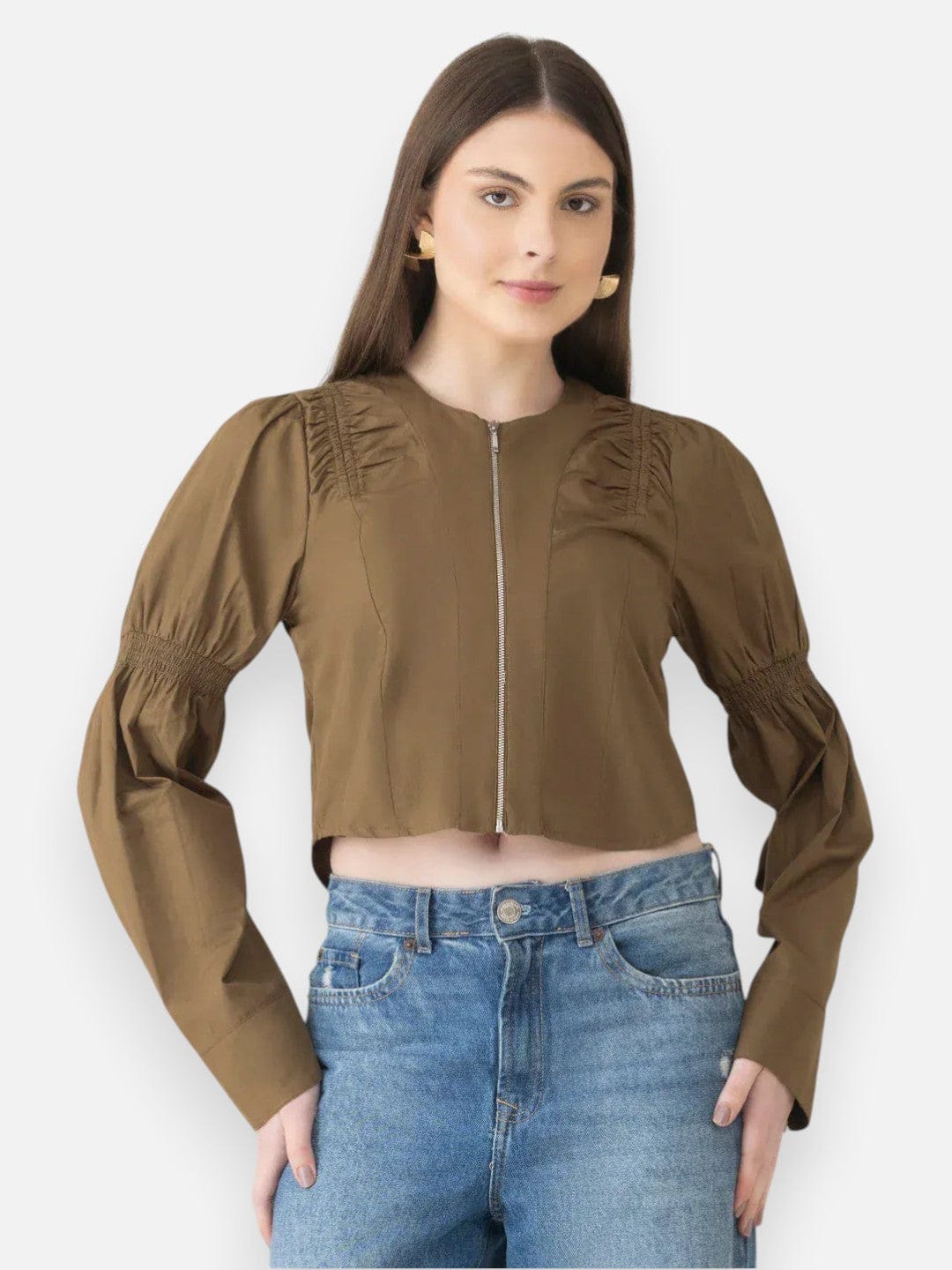 Olive Cotton Crop Top