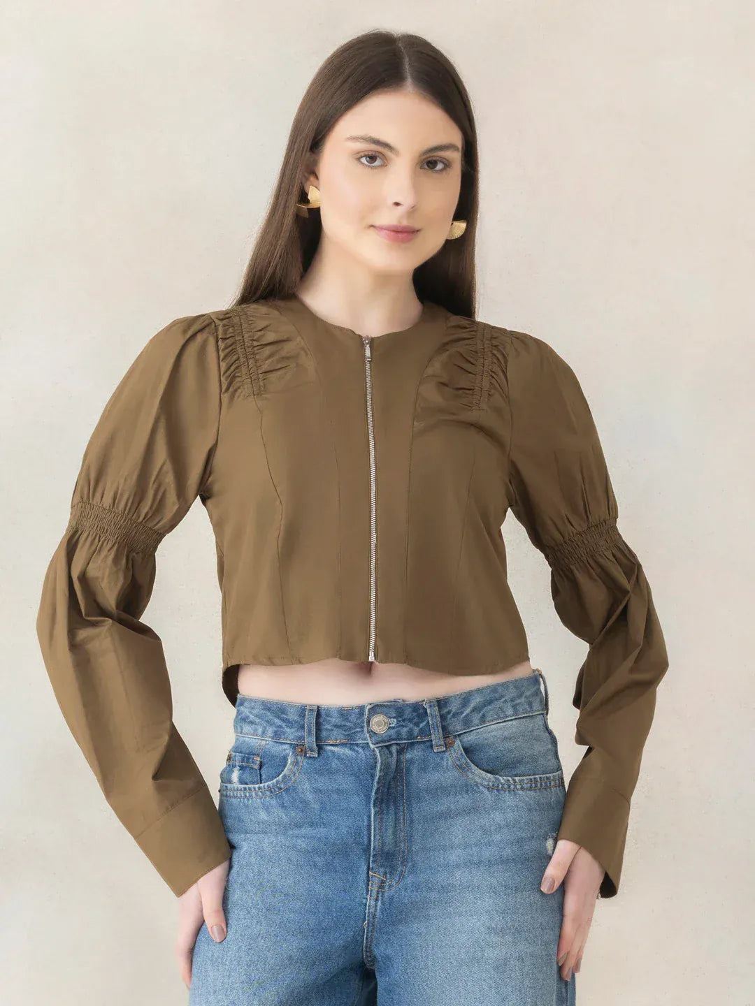 Olive Cotton Crop Top