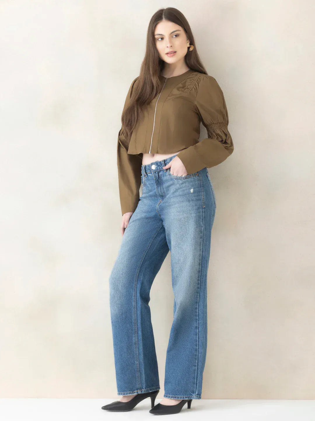 Olive Cotton Crop Top