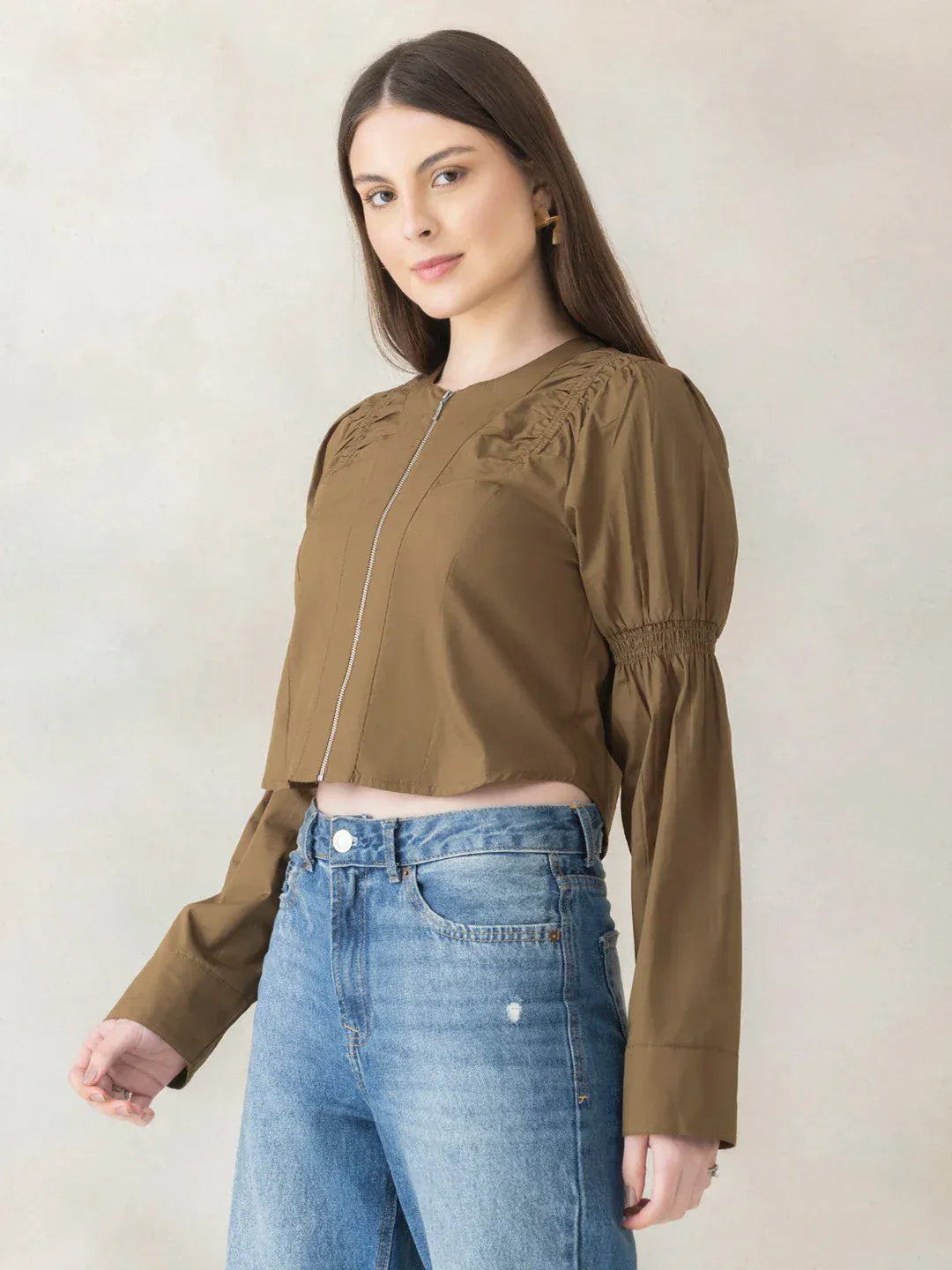 Olive Cotton Crop Top