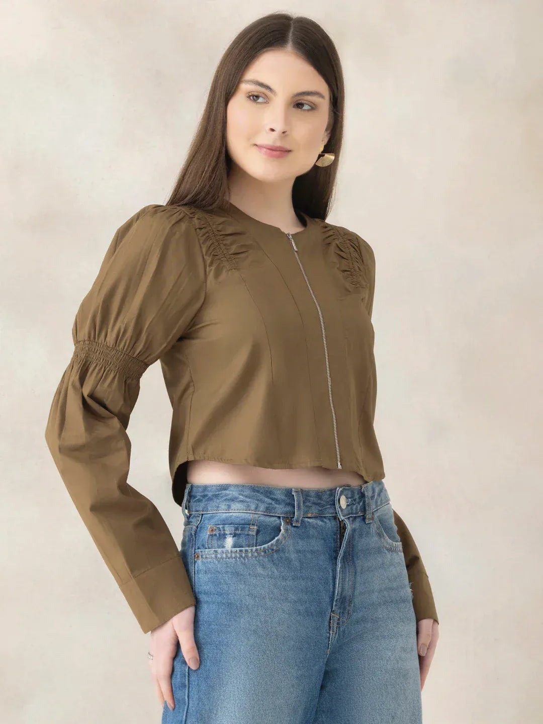 Olive Cotton Crop Top