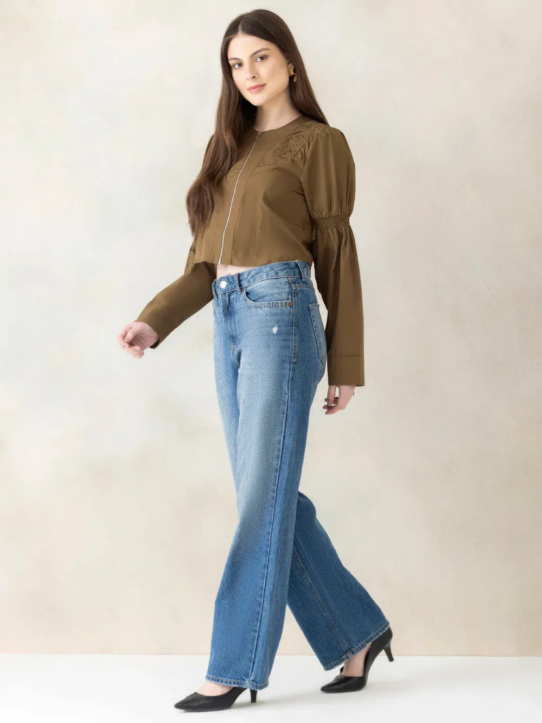 Olive Cotton Crop Top