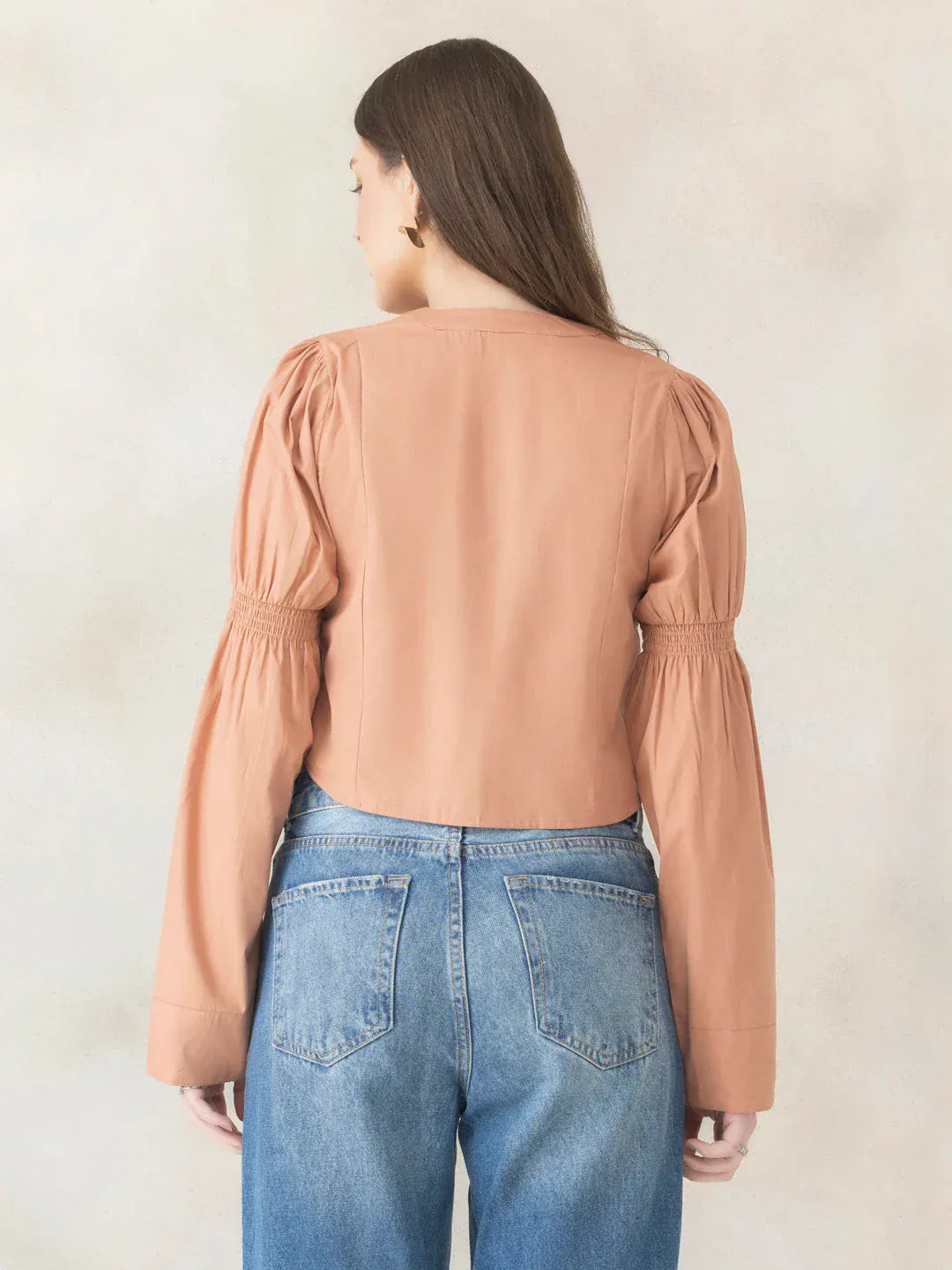 Women Light Brown Cotton Crop Top