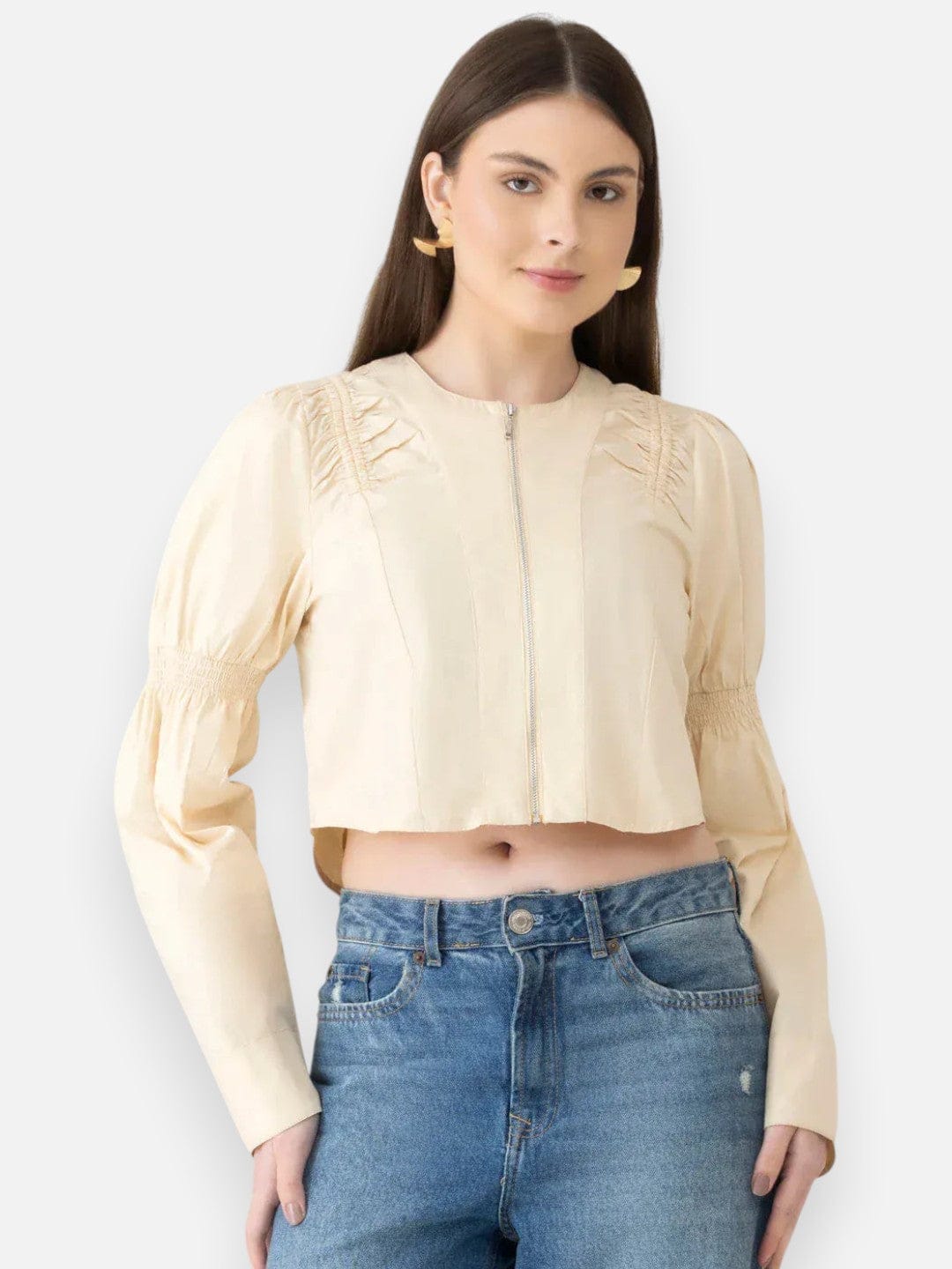 Light Beige Cotton Crop Top