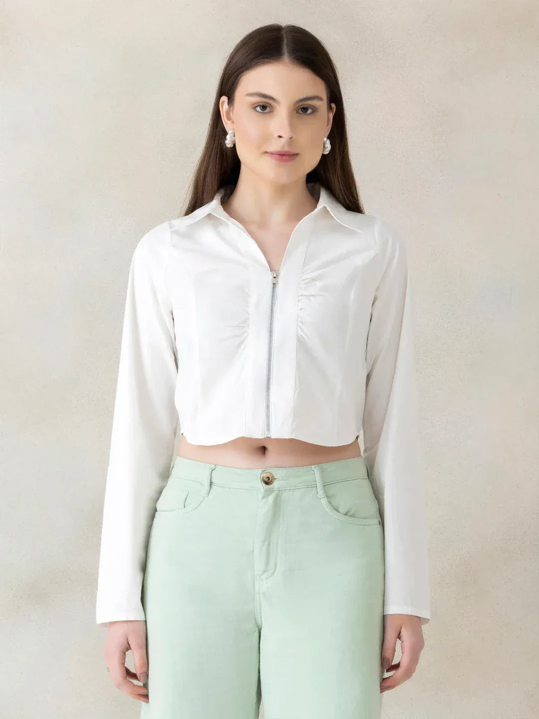 Light Brown Cotton Crop Top