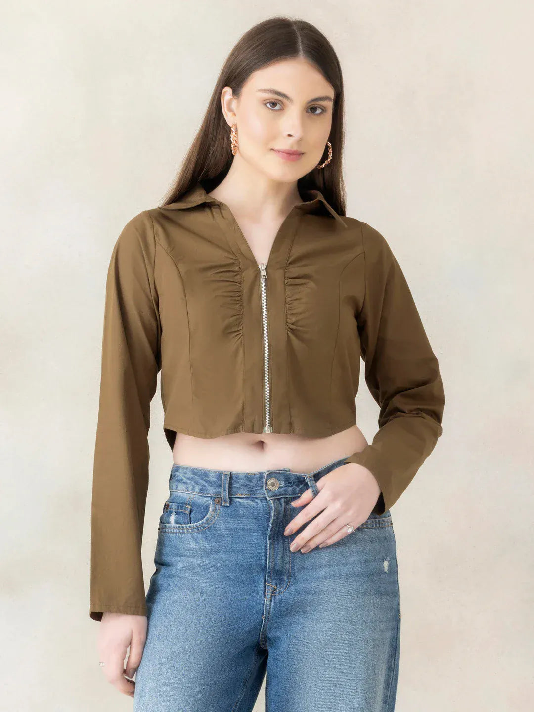 Olive Cotton Crop Top